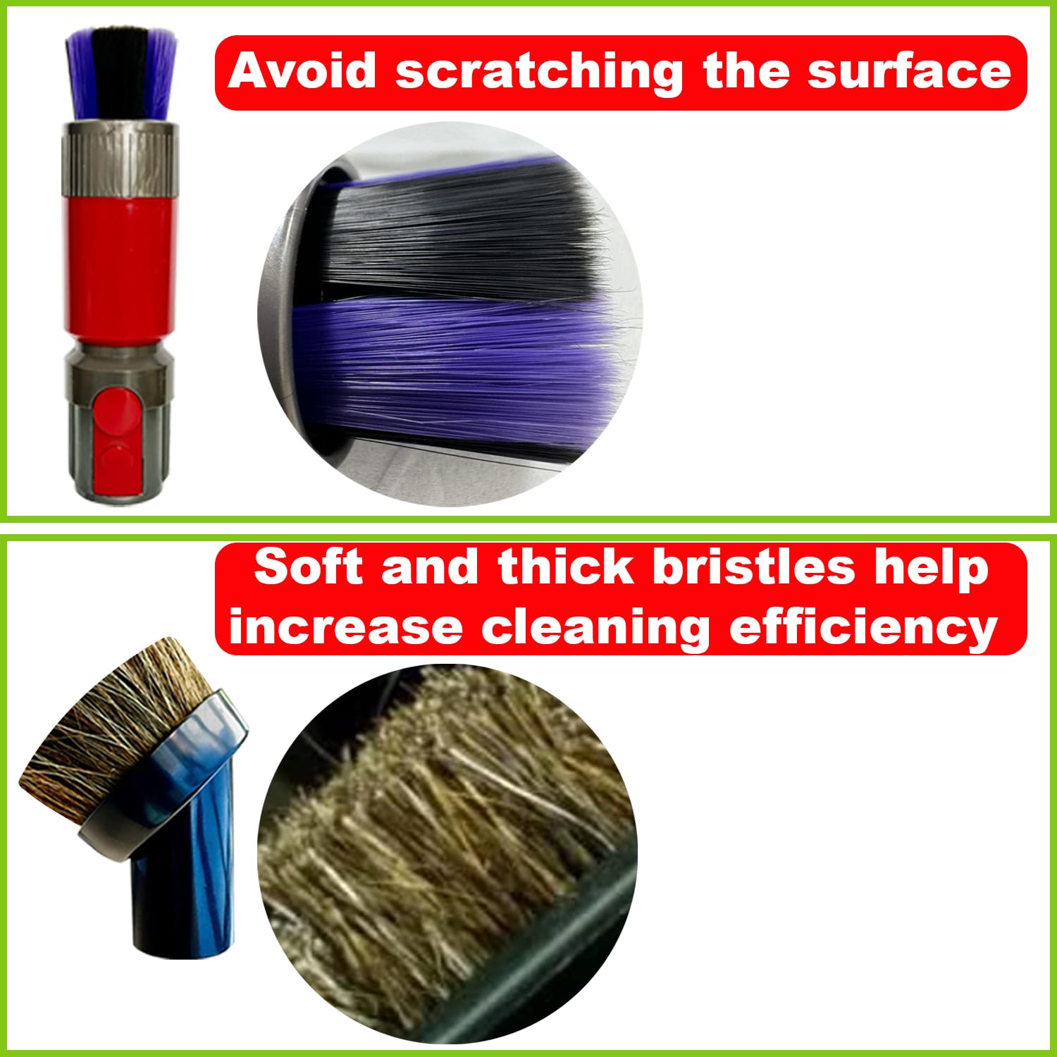 Premium Dyson Vacuum Brush Attachments for Car Detailing, Figurines & Furniture - Traceless Dust Brush & Horsehair Dusting Brush for V7 V8 V10 V11 V15 - Perfect for Auto Interiors, Collectibles & Home Decor Cleaning