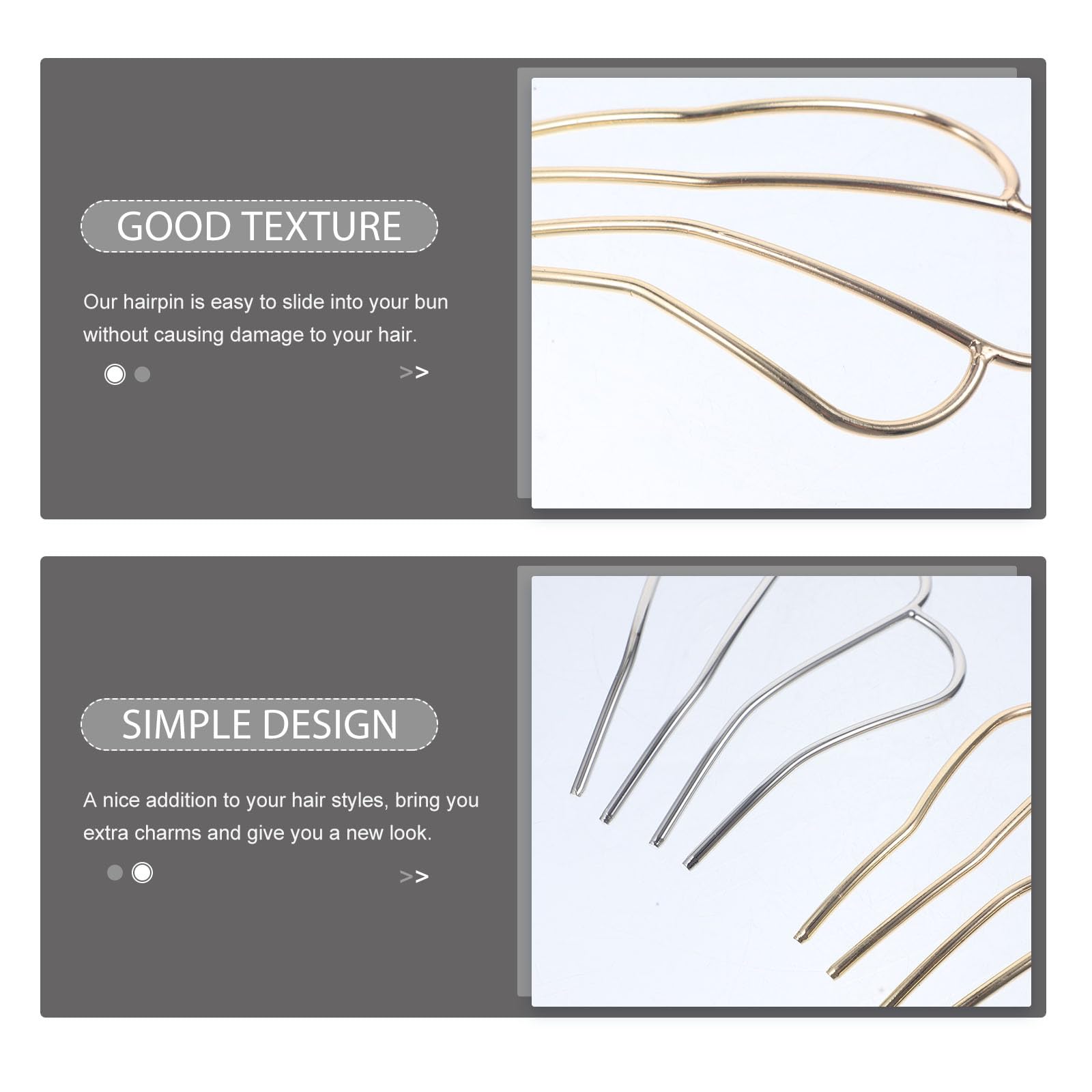 Bestoyard 2-Pack U-Shaped Hair Forks - 4 Prong Hairpins for Updos, Buns & Braids - Durable Alloy Hair Clips for Women & Girls - Perfect for Weddings, Parties & Everyday Styling