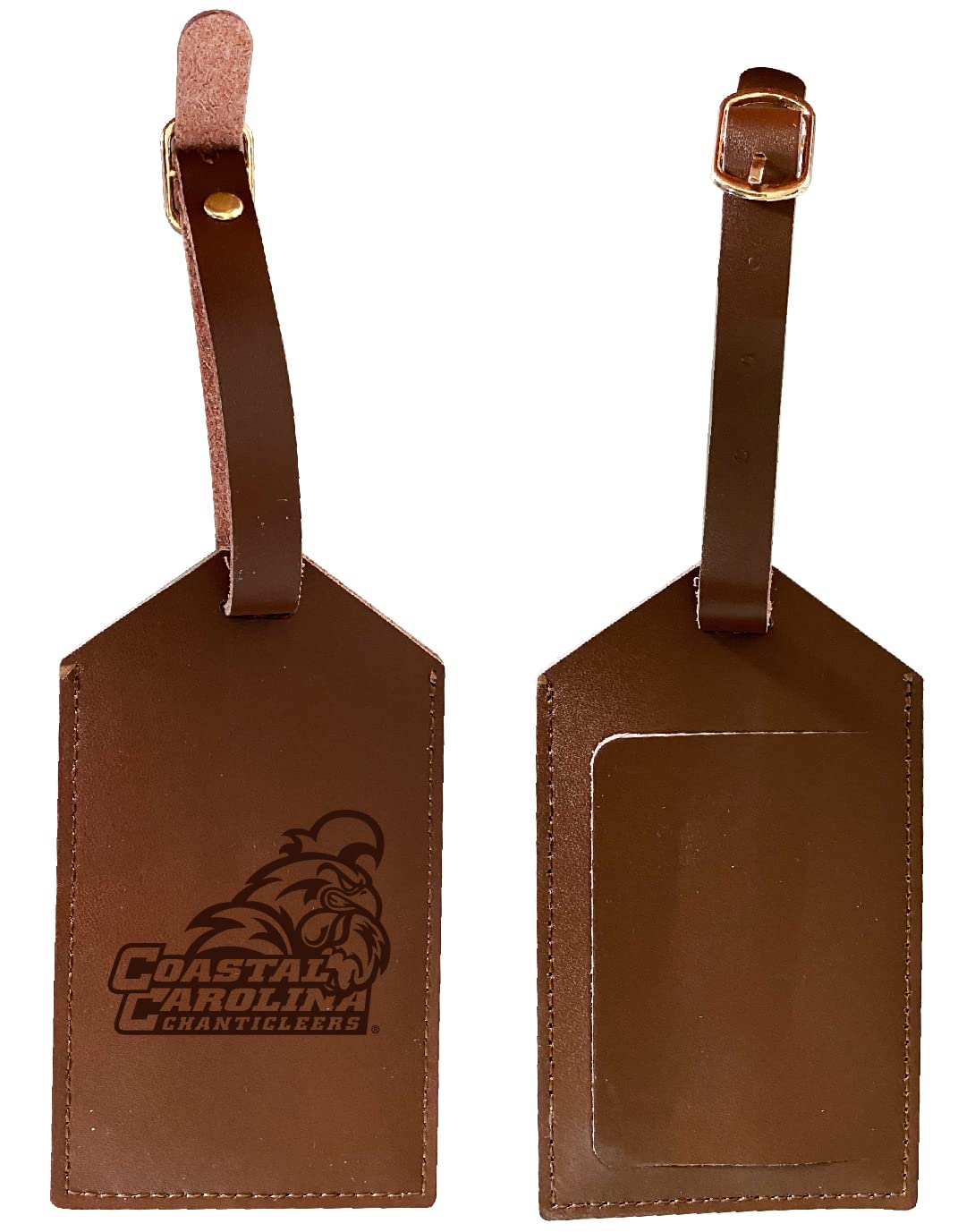 Officially Licensed Coastal Carolina University Leather Luggage Tag - Personalized Engraved College Travel Accessory for Alumni & Fans - Perfect for Suitcases, Backpacks, and Carry-On Bags
