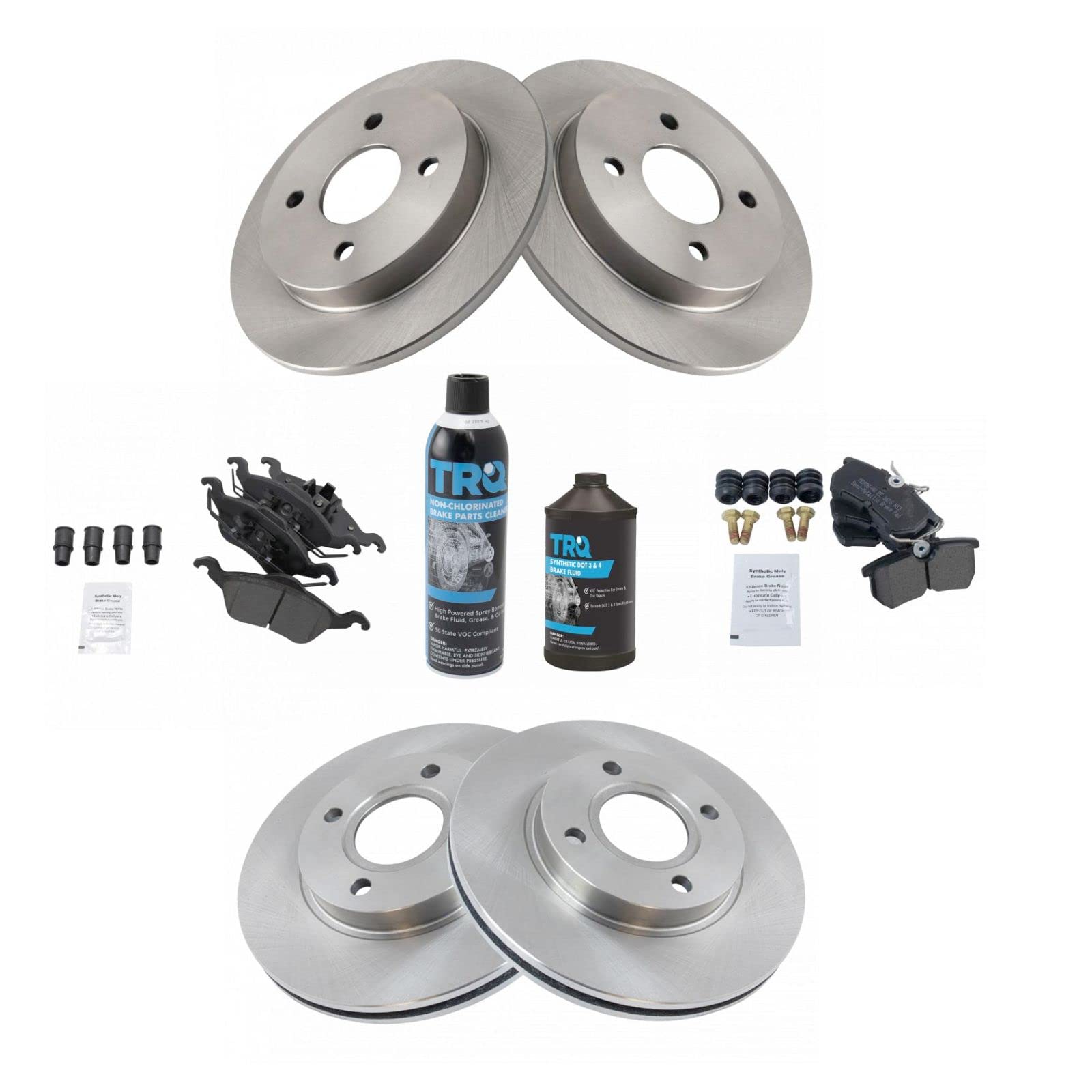 High-Performance Front & Rear Brake Pad & Rotor Kit - Semi-Metallic Brake Pads with Rotors & Chemical Kit - Compatible with 2001-2004 Ford Focus - Perfect for Daily Commuting, City Driving & Highway Safety