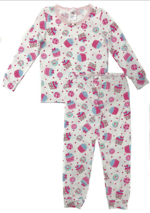 Stylish Cupcake Print Full Length Pajama Set - Soft & Comfortable Sleepwear for Women - Perfect for Lounging, Sleeping & Relaxing at Home