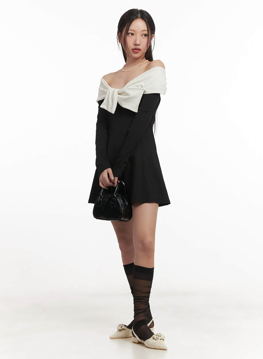 Elegant A-Line Ribbon Off-Shoulder Mini Dress CF520 - Perfect for Date Nights, Parties & Summer Vacations