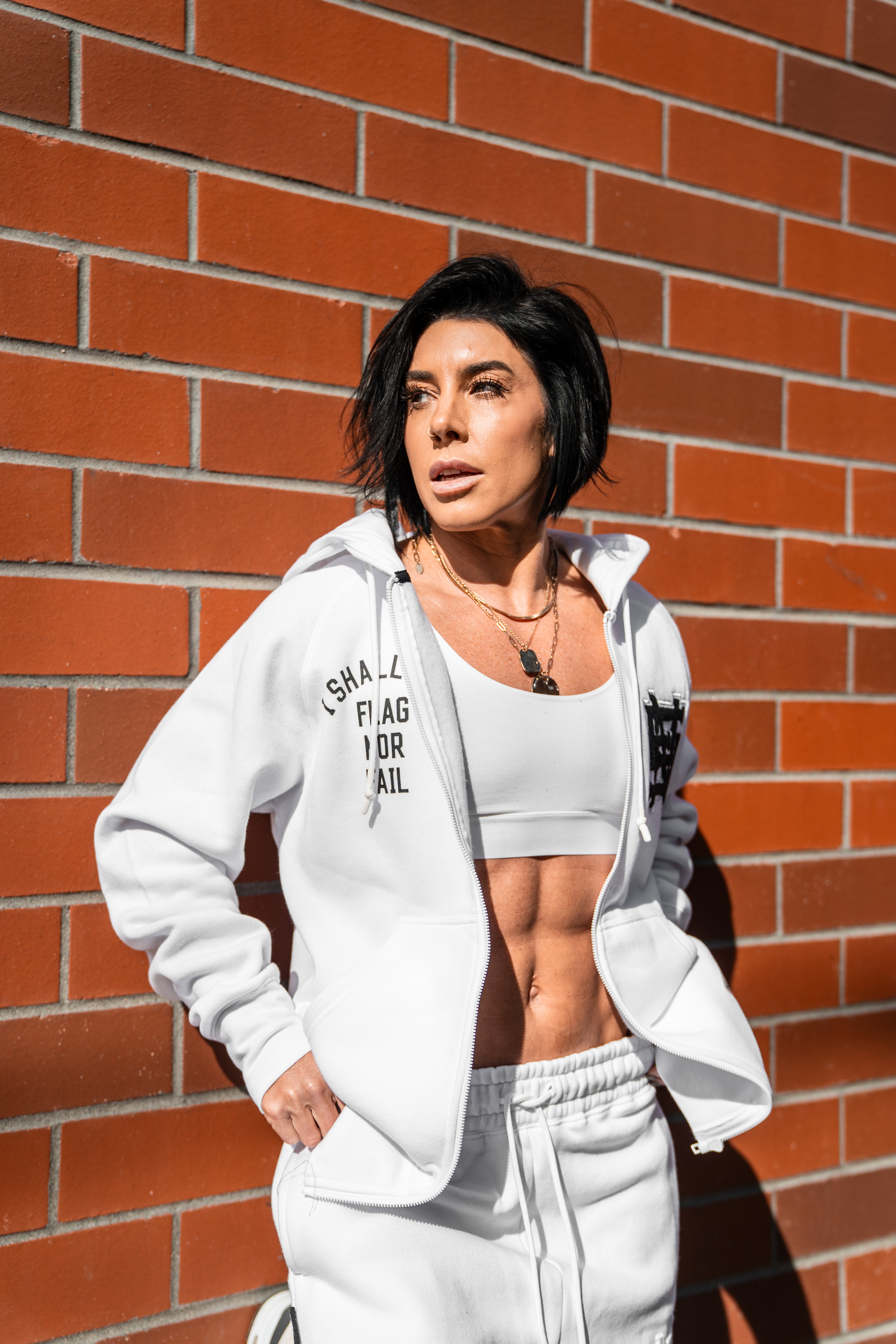 Varsity Patch Zip Up Hoodie - White | Trendy College Letterman Jacket for Men & Women | Perfect for Casual Wear, Sports Events & Campus Style