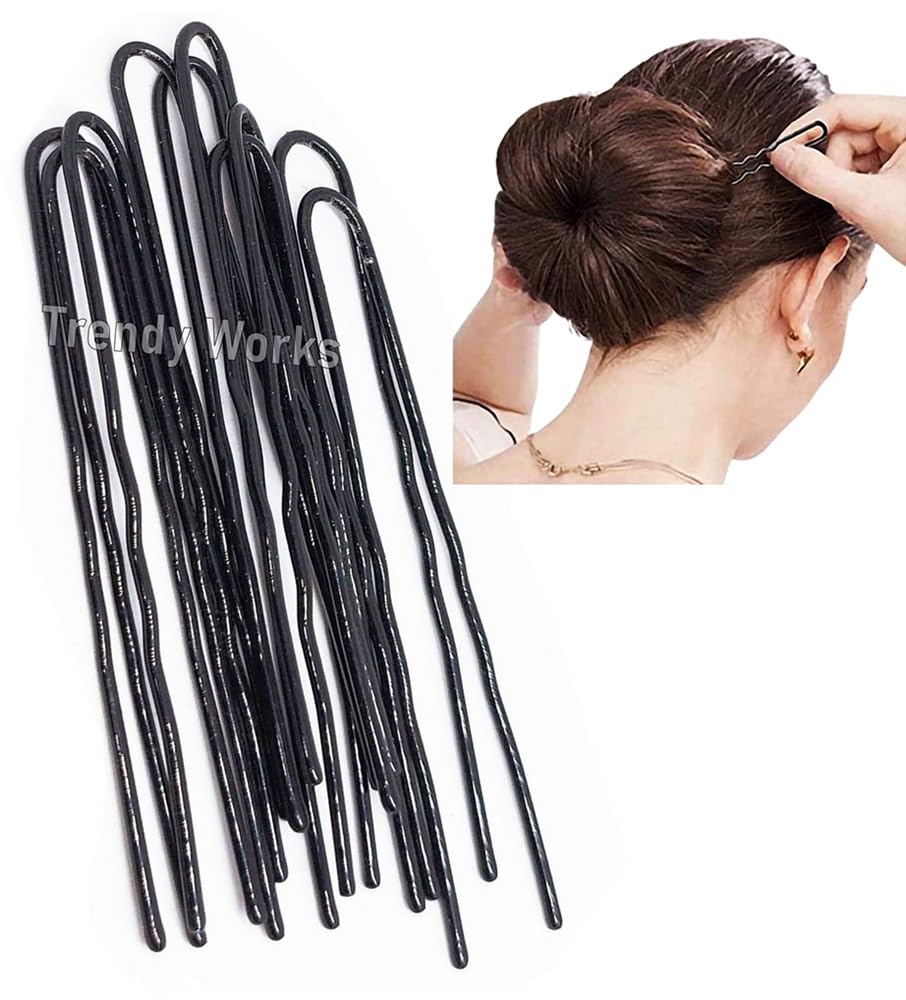 200 Pcs U-Shape Hair Pins - Black Metal Bun Pins for Women & Girls (6.5cm) - Secure Hairstyles for Wedding, Party & Daily Use