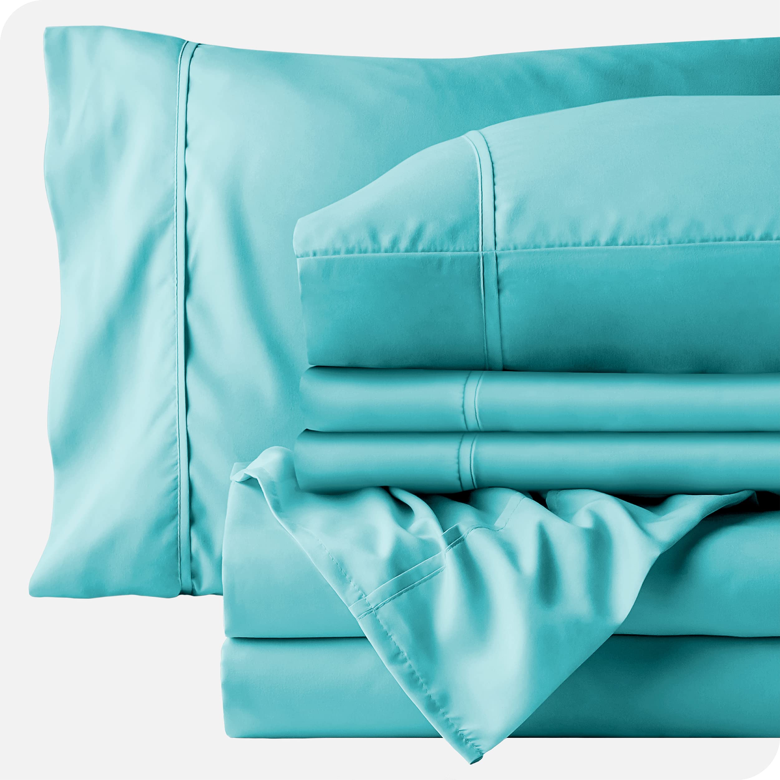 Aqua Blue Twin XL Sheet Set - 6 Piece Deep Pocket Sheets for Adjustable Beds (26