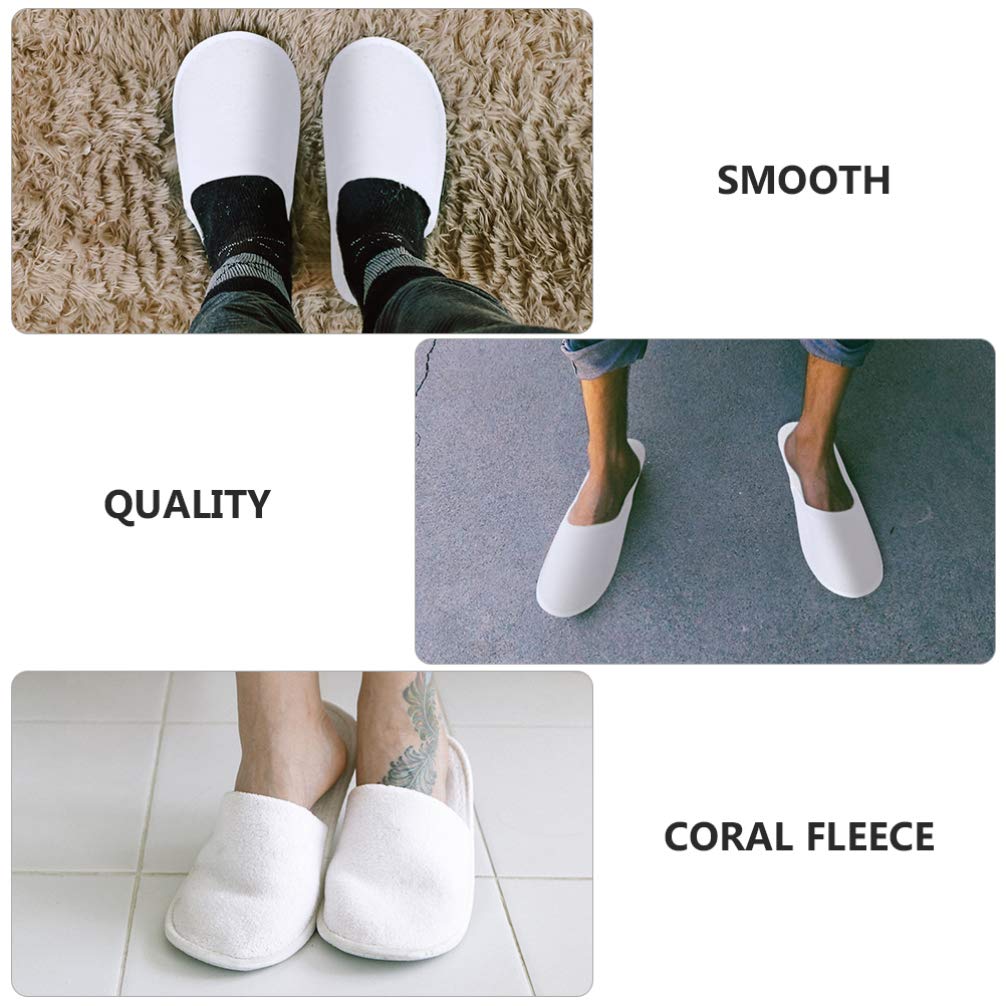 Lurrose 12 Pairs Disposable Closed Toe Hotel Slippers - Soft Coral Fleece Non-Slip Spa Slippers for Guests, Travel, Nail Salons & Home Use | Comfortable & Hygienic Footwear for Hotels, Spas & Relaxation