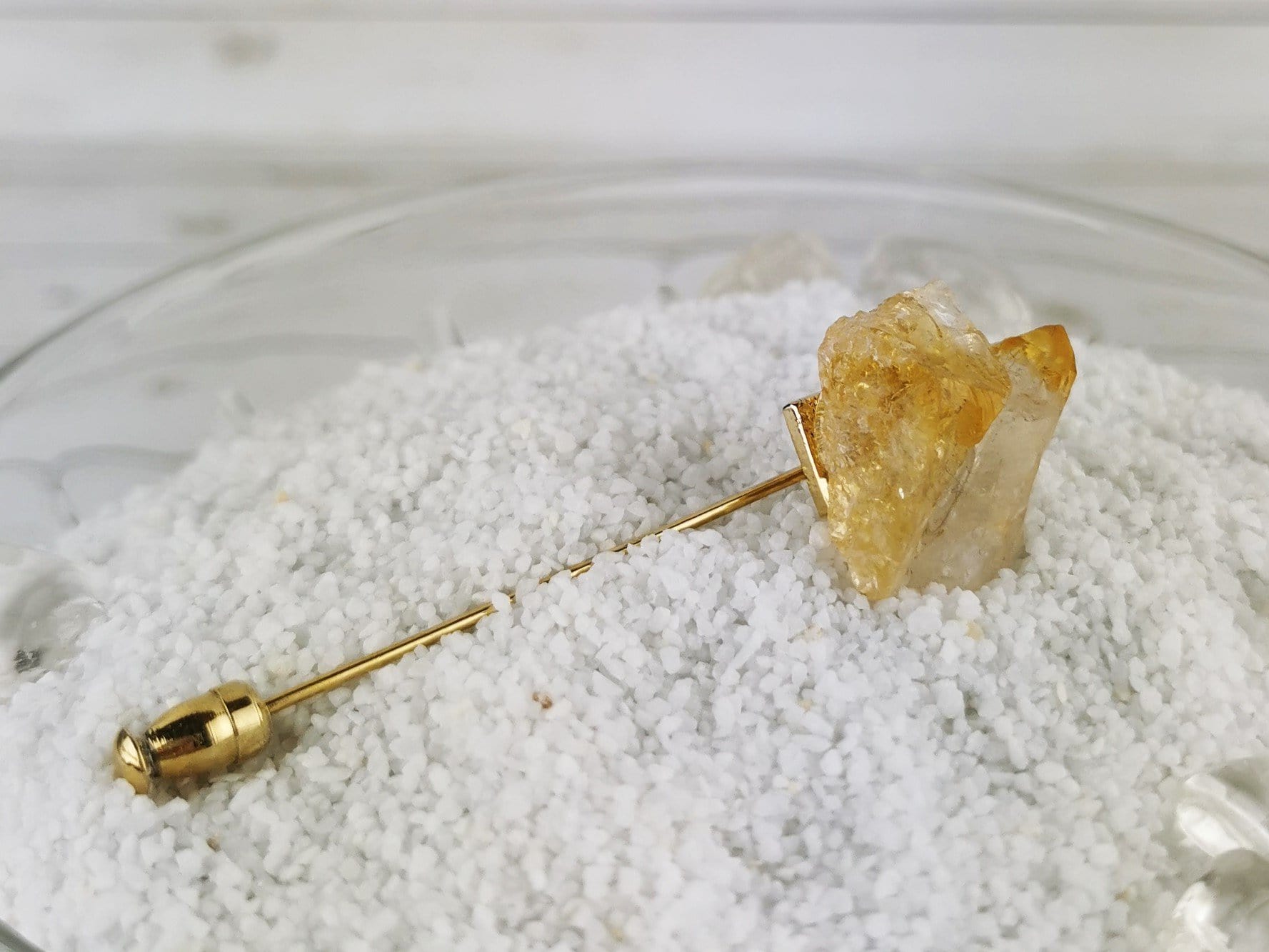 Natural Citrine Boutonniere Pin - Handcrafted Gemstone Flower Lapel Brooch for Weddings, Prom & Formal Events