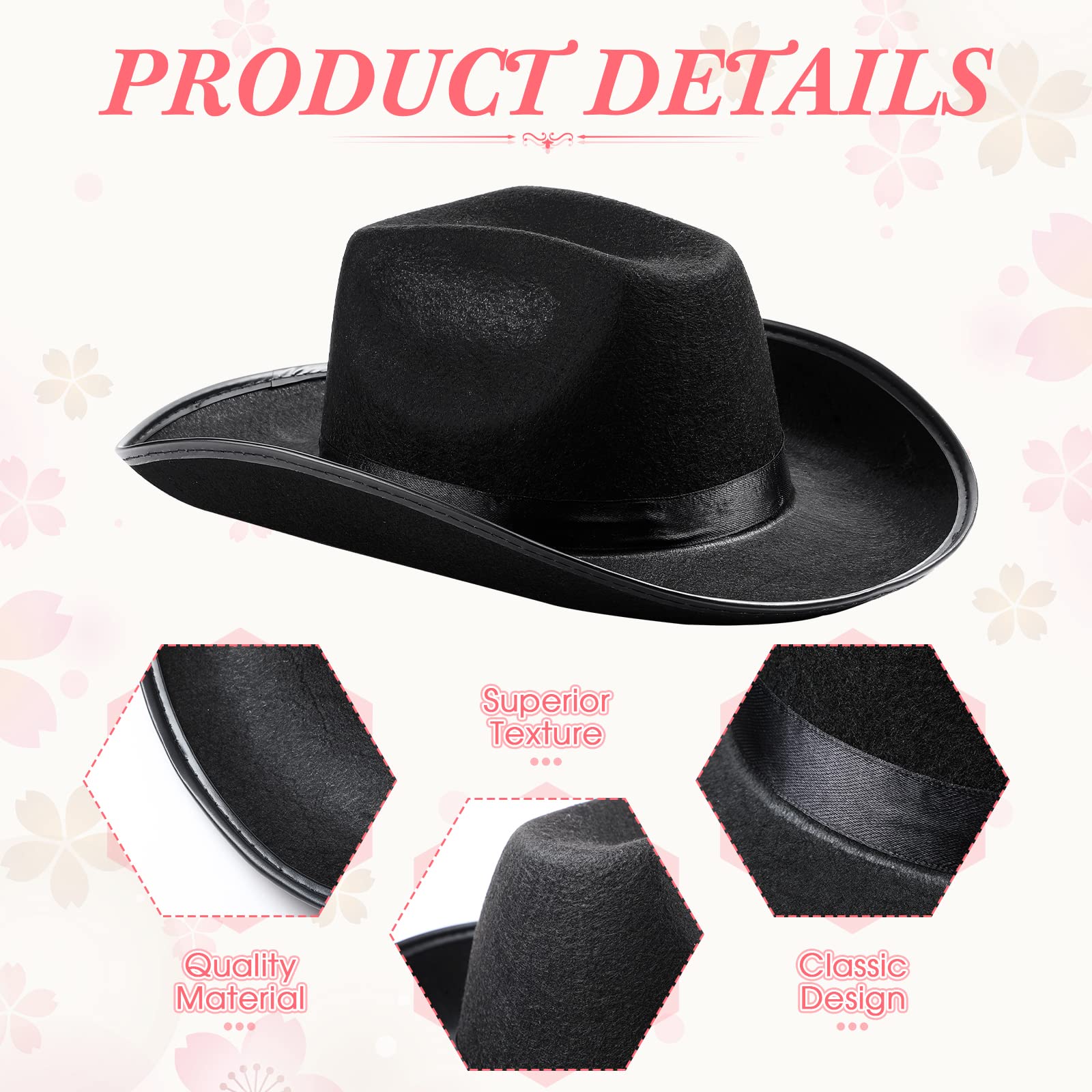 12 Pcs Women's Cowgirl Cowboy Hats - Western Bachelorette Party Hats for Bridal Shower, Wedding, Engagement, Halloween & Cosplay - Perfect for Country Themed Parties, Festivals and Costume Events