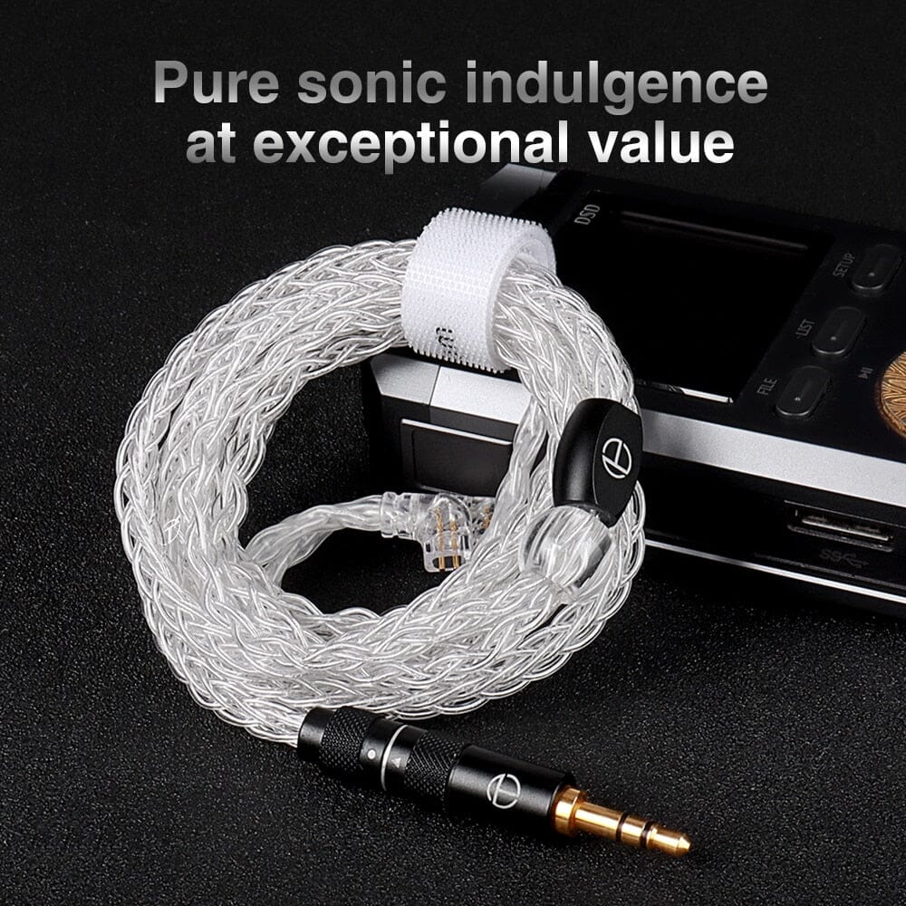 TRN T3 PRO 8 Core Pure Silver Upgrade Cable for TRN VX PRO BAX MT1 PRO Earphones - High-Quality Audio Replacement Wire for Audiophiles & Music Lovers