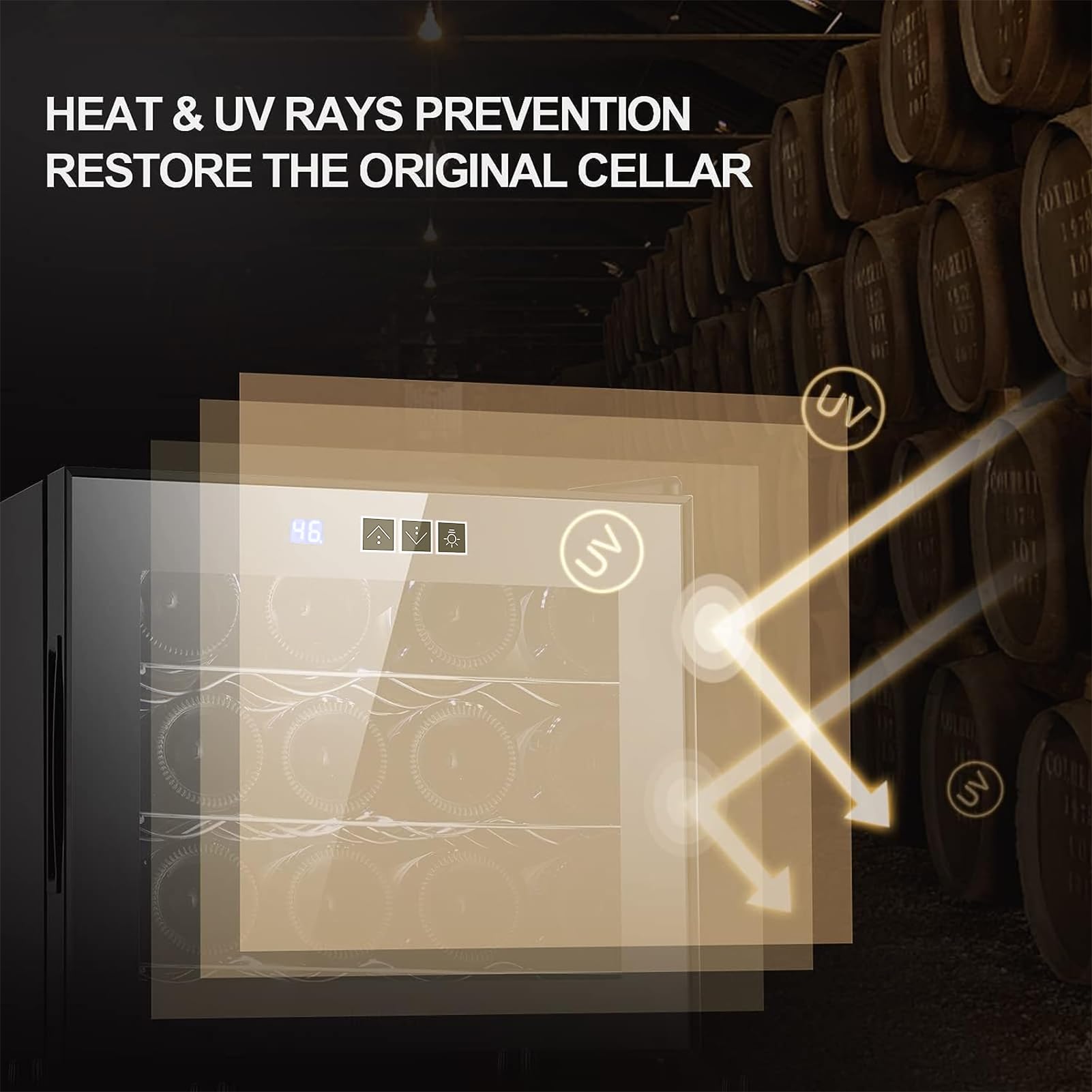 Upgraded 12 Bottle Wine Cooler Refrigerator - Dual Chip Countertop Wine Fridge with Precise Temperature Control (46-66°F) - Compact Freestanding Mini Wine Cellar for Home, Office, Bar & Restaurant Use