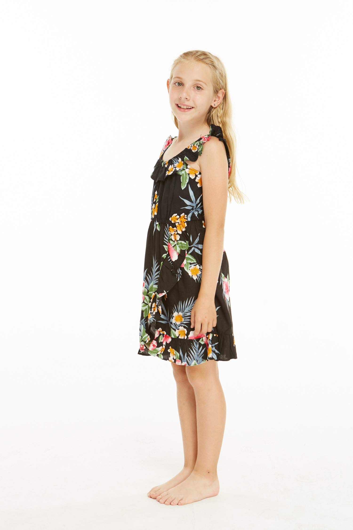 Hawaiian Luau Dress with Ruffle Wrap for Girls - Perfect for Beach Parties