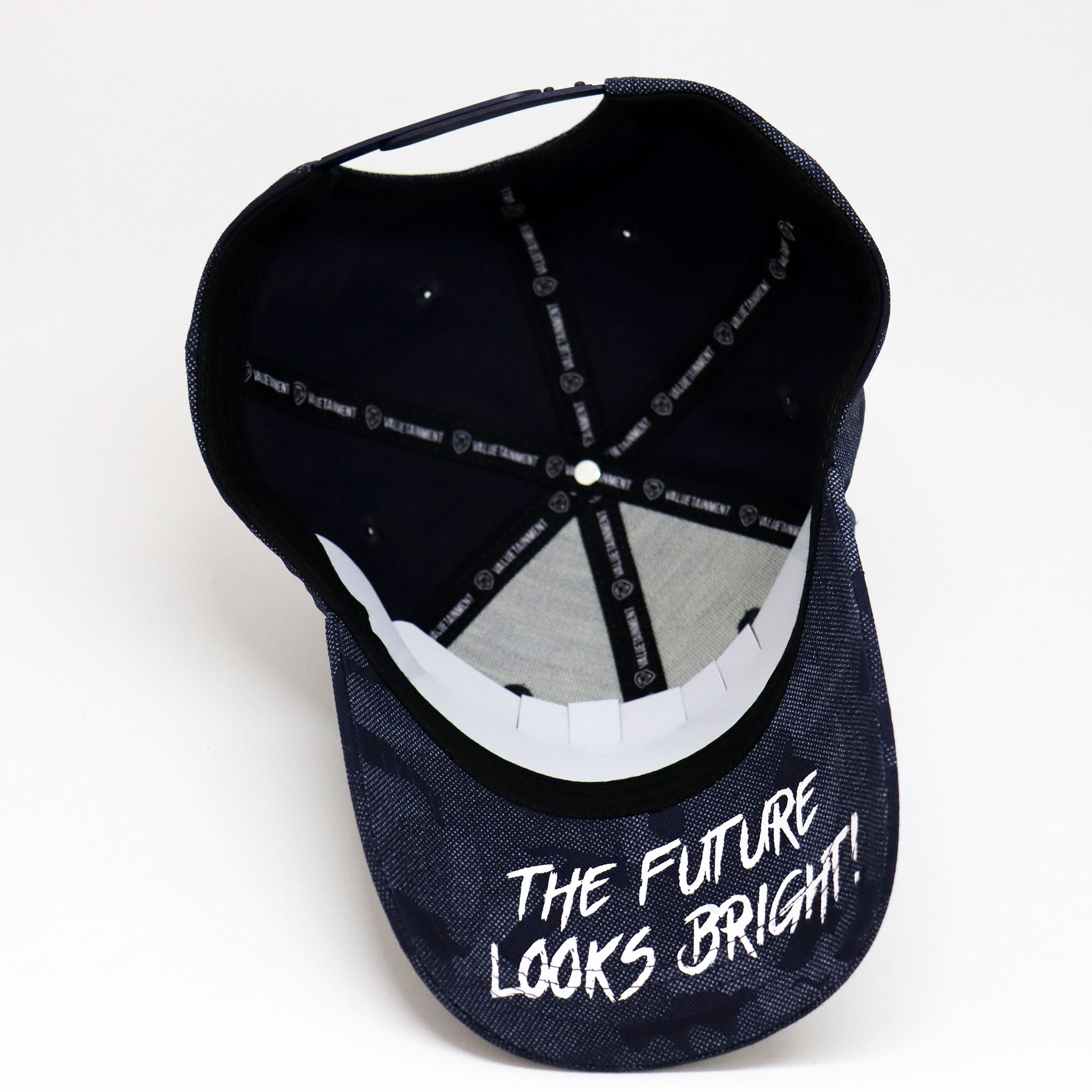 VT Shield Logo Future Looks Bright Blue Camo Textured Snapback Hat for Men - Adjustable Baseball Cap for Outdoor Sports, Casual Wear & Street Fashion