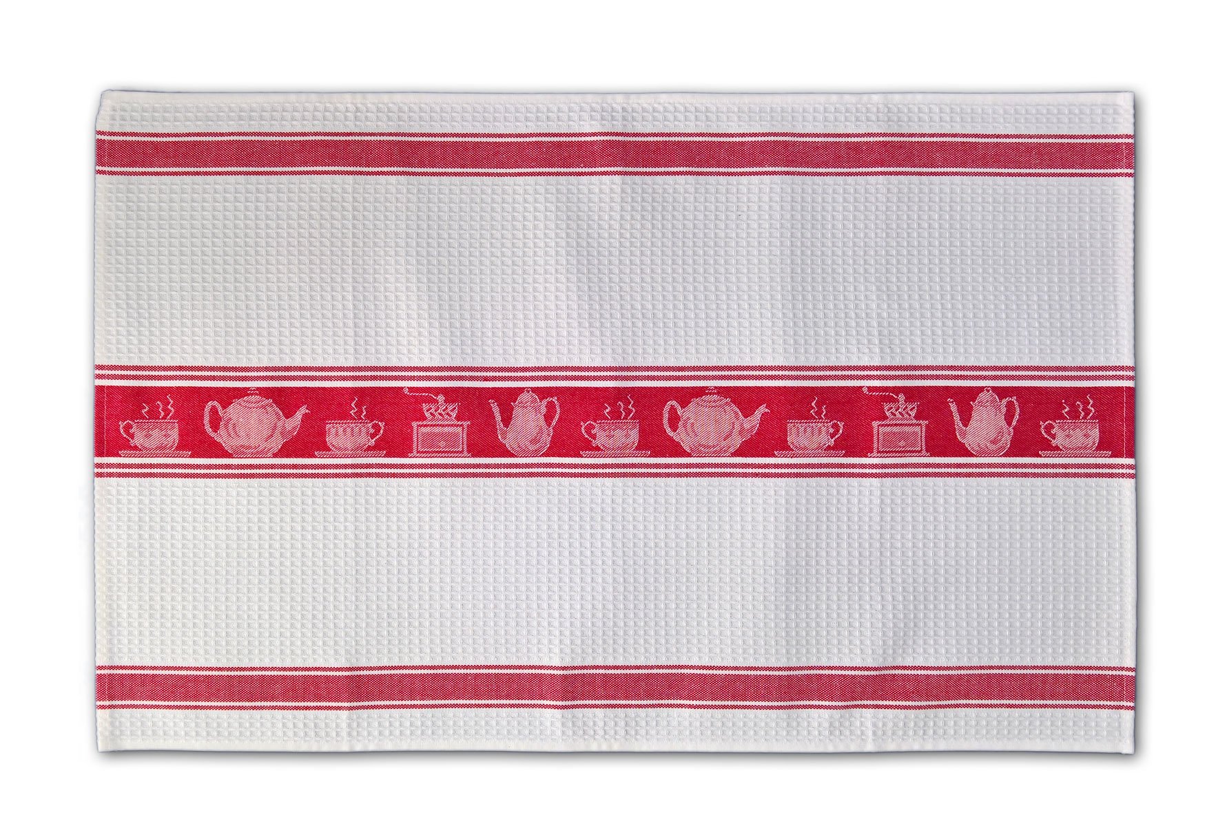 Premium Cotton Waffle Weave Dish Cloths for Tea & Coffee - Super Absorbent Kitchen Towels Set (Red & White, 2-Pack) | Perfect for Drying Dishes, Wiping Spills & Gentle Surface Cleaning