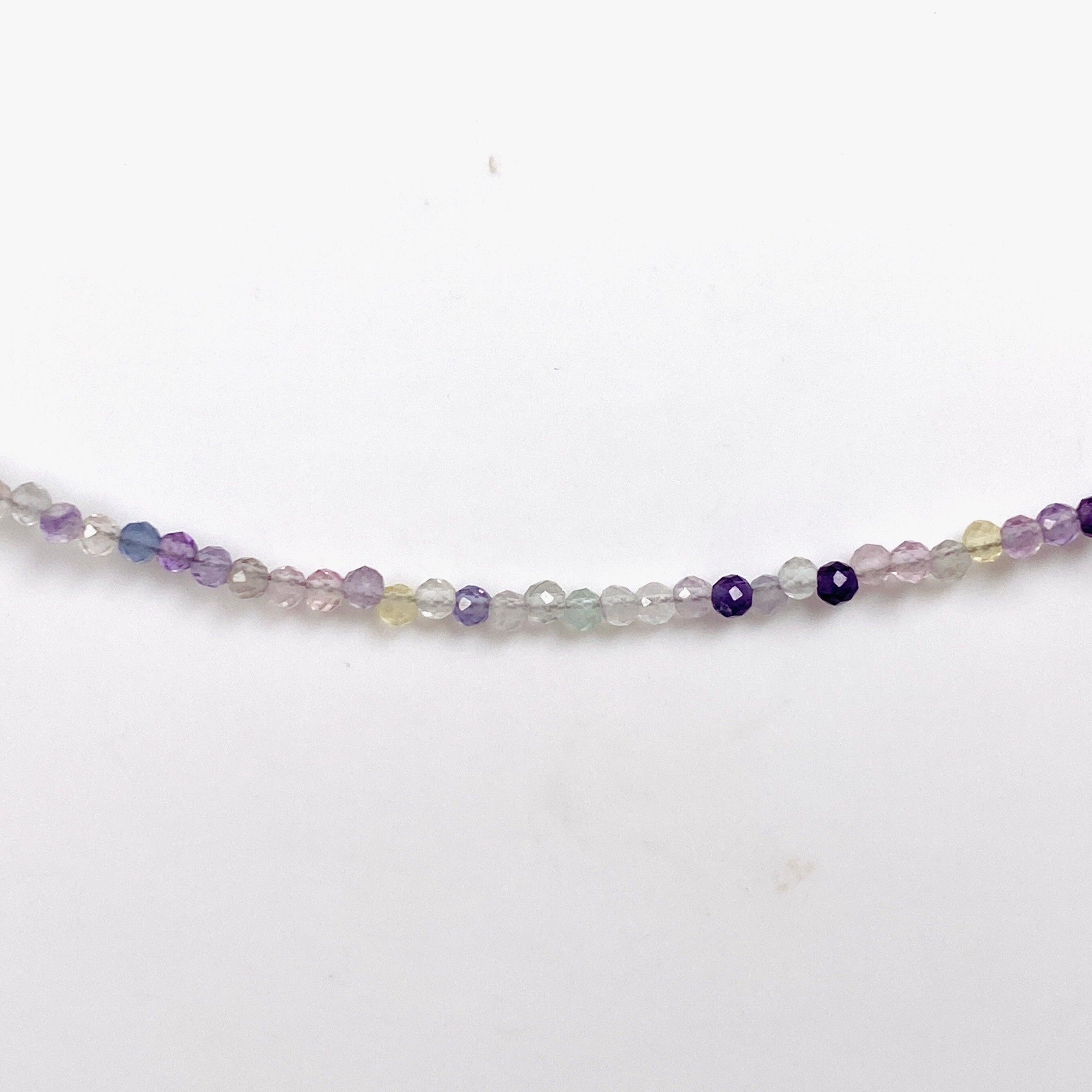 Fluorite Micro Bead Necklace - Healing Crystal Jewelry for Meditation, Yoga & Energy Balancing