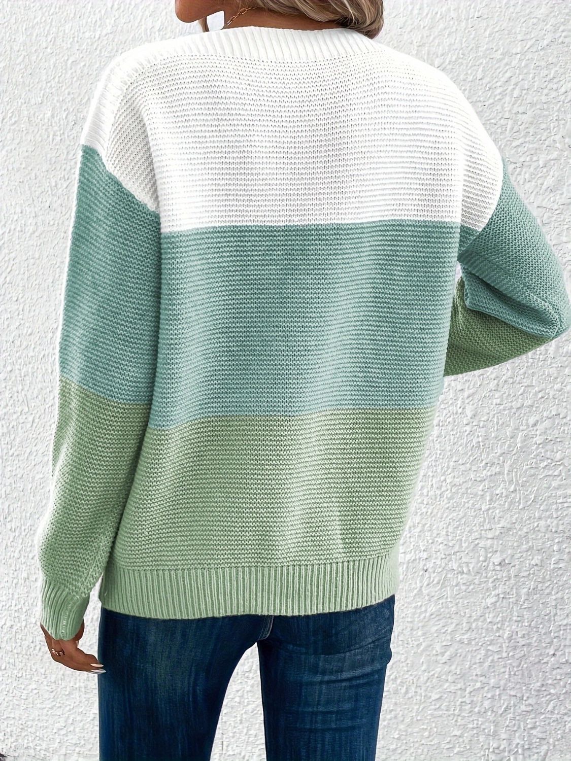 Stylish Color Block Boat Neck Sweater for Women | Trendy Knit Pullover | Perfect for Fall Layering & Casual Outfits
