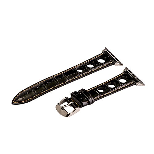 38mm Black/Orange Croco 3 Hole Bands