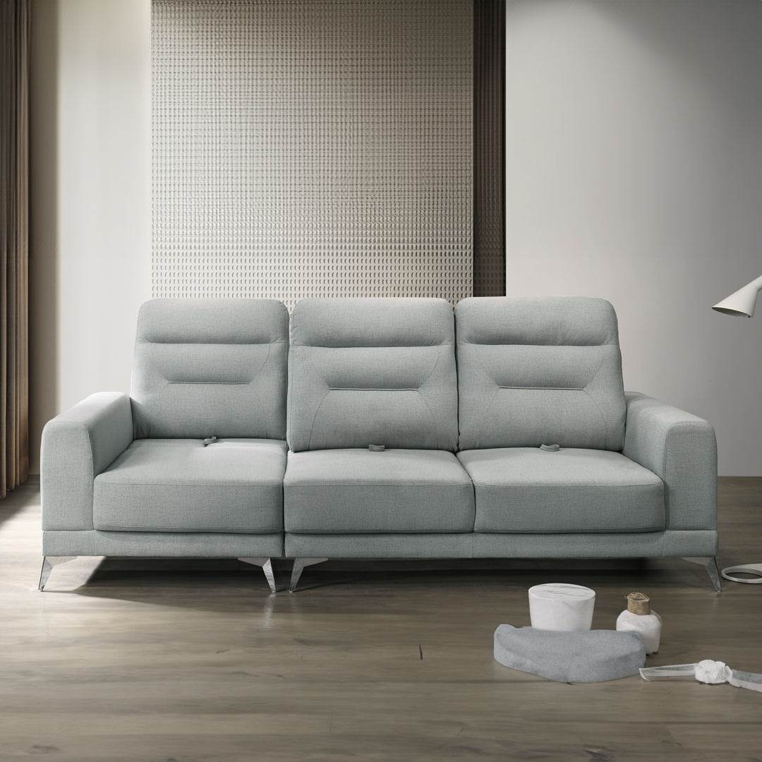 Halley Light Grey Fabric Slideback Sofa - Pet Friendly, Comfortable & Durable Living Room Furniture for Small Spaces, Apartments & Cozy Home Decor