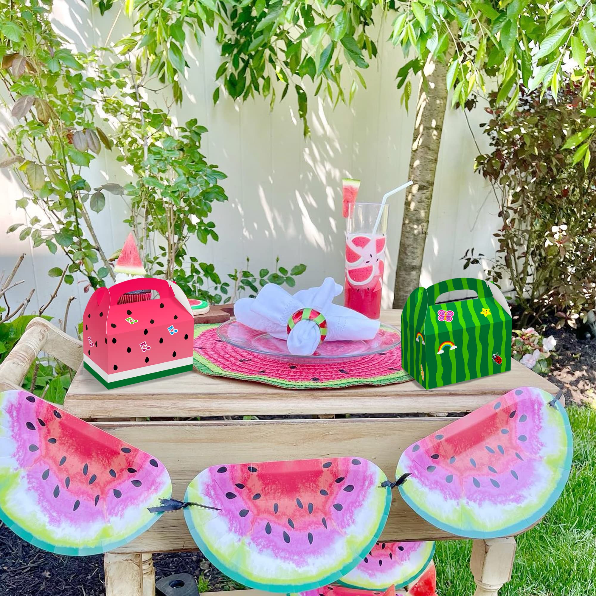 16 Pcs Watermelon Themed Party Candy Bags | Cute Melon Goodie Gift Boxes for Birthday Party Favors & Decorations | Perfect for Summer BBQs, Kids Birthday Parties & Baby Showers