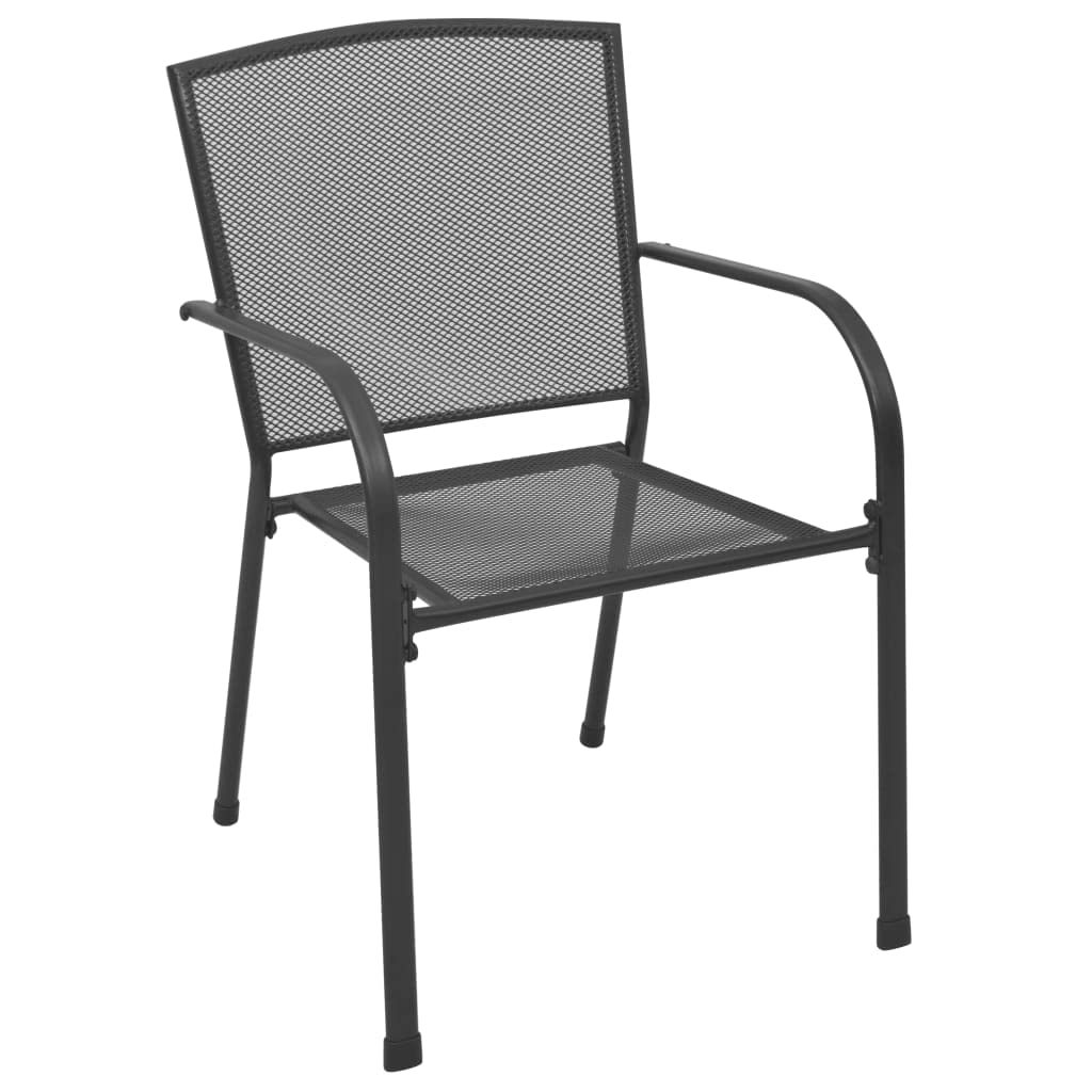 4-Piece Wrought Iron Patio Dining Chairs Set - Outdoor Mesh Design Steel Chairs in Anthracite - Perfect for Garden, Backyard, Poolside & Restaurant Use