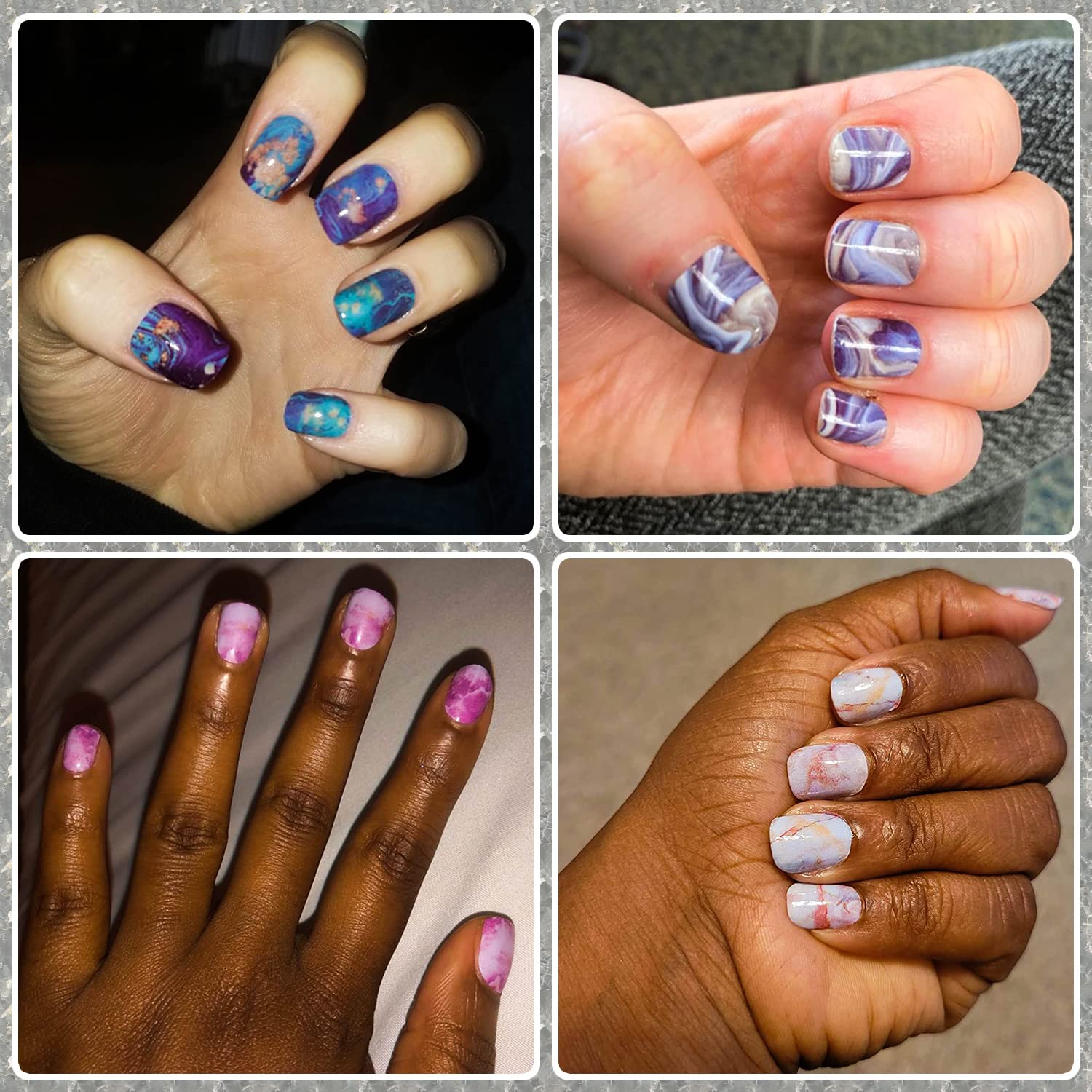 DANNEASY 24 Sheets Marble Print Nail Wraps - Self Adhesive Nail Polish Strips for Women & Girls | Includes Nail File & Cuticle Stick | Easy Home Manicure, Party Nail Art & Gift Idea | Perfect for Weddings, Holidays & DIY Beauty