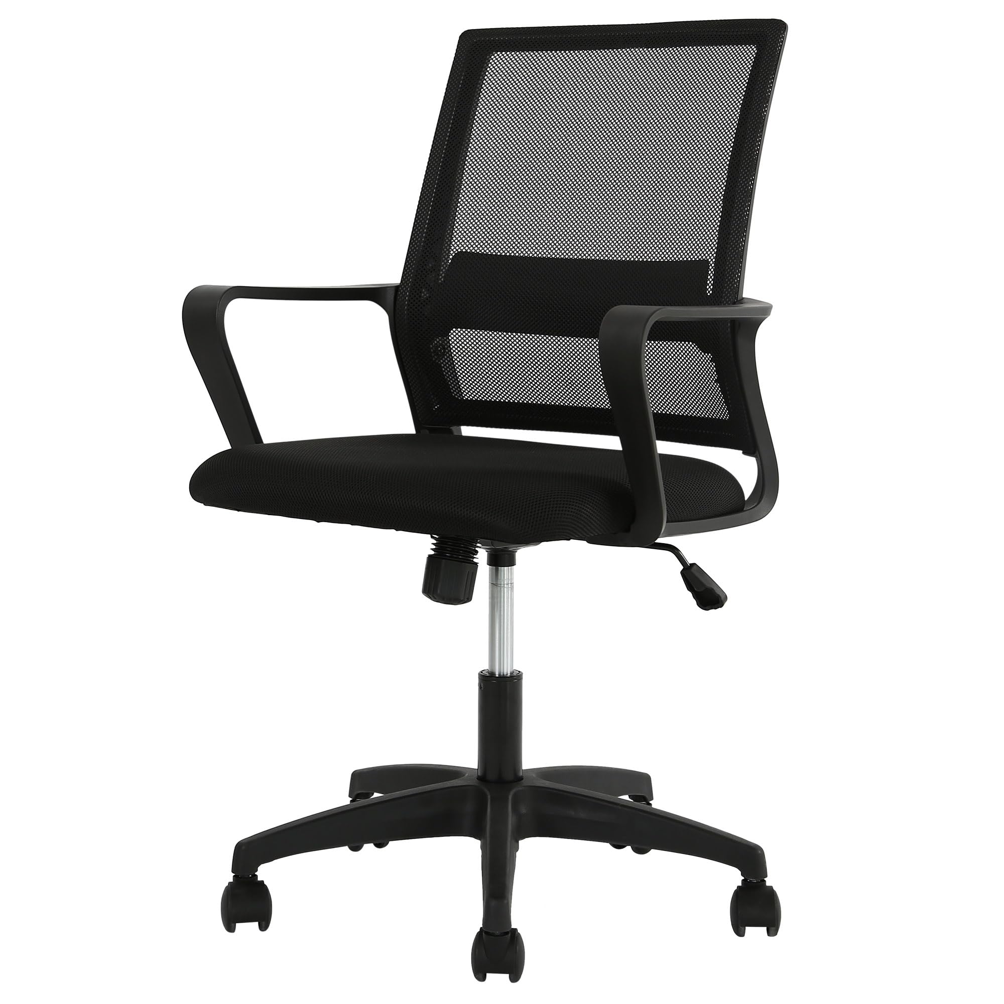 Ergonomic Gaming Chair with Lumbar Support - Adjustable Office Computer Desk Chair with Wheels, Swivel & Armrests - Mid Black Cushion for Home Office, Video Gaming & Workstation Use