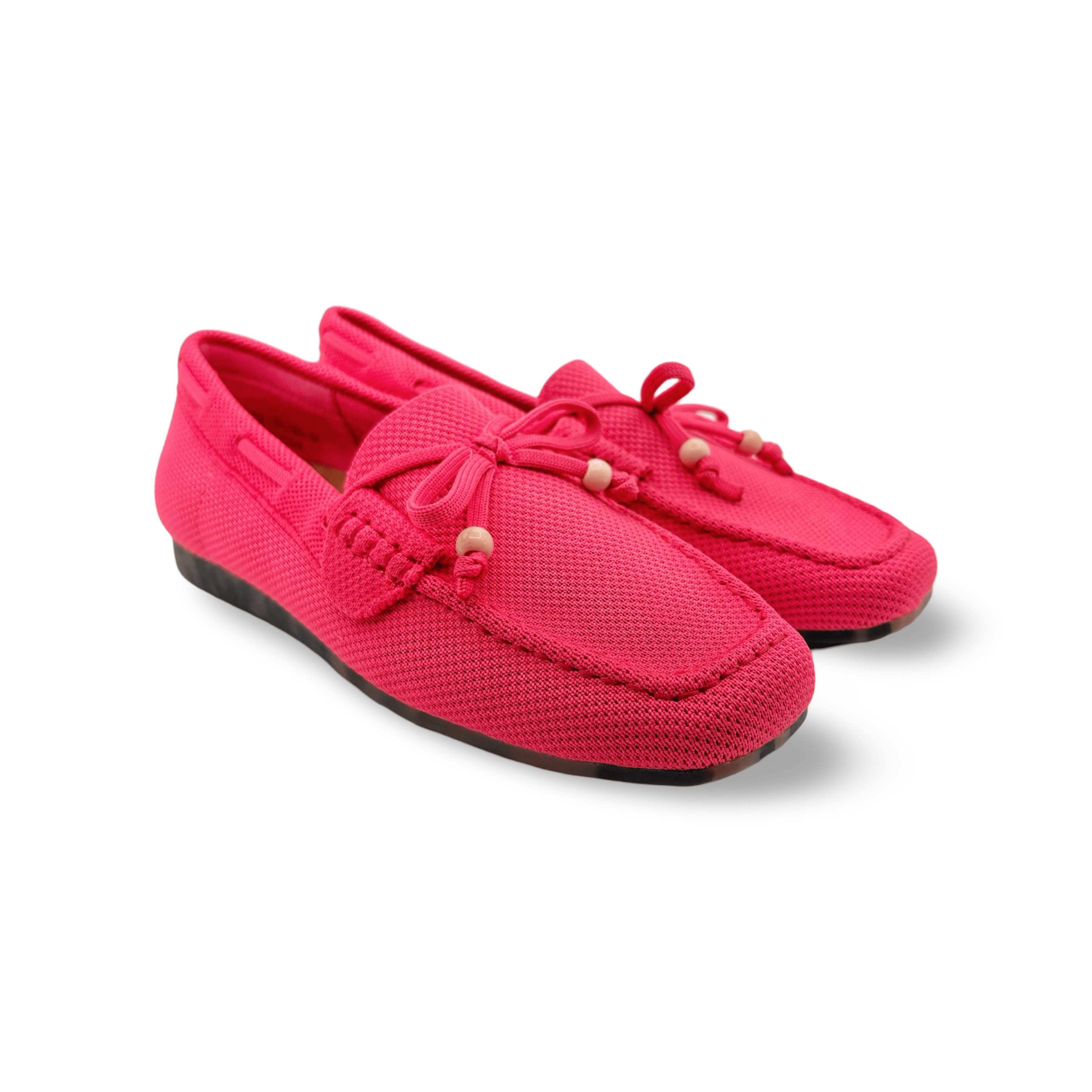 Neve Pink Knit Fabric Loafers for Women - Comfortable Slip-On Casual Shoes for Walking, Office & Travel - Soft Breathable Knit Material