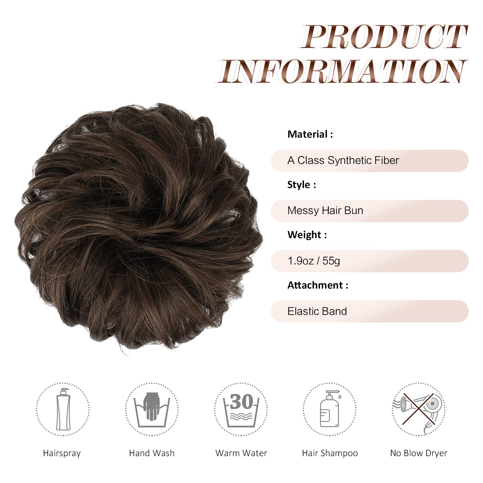 Large Curly Hair Bun Scrunchie Extension - Perfect for Ponytails, Updos & Everyday Hairstyles