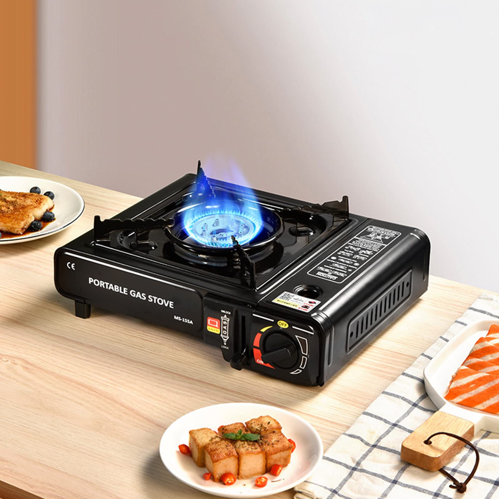 Portable Dual Fuel Camping Stove - Butane & Propane Compatible Outdoor Cooking Stove with Piezo Ignition | Compact Single Burner for Camping, Hiking, Backpacking, Picnics & Emergency Survival Kits | Perfect for RV Trips, Tailgating & Outdoor Adventures