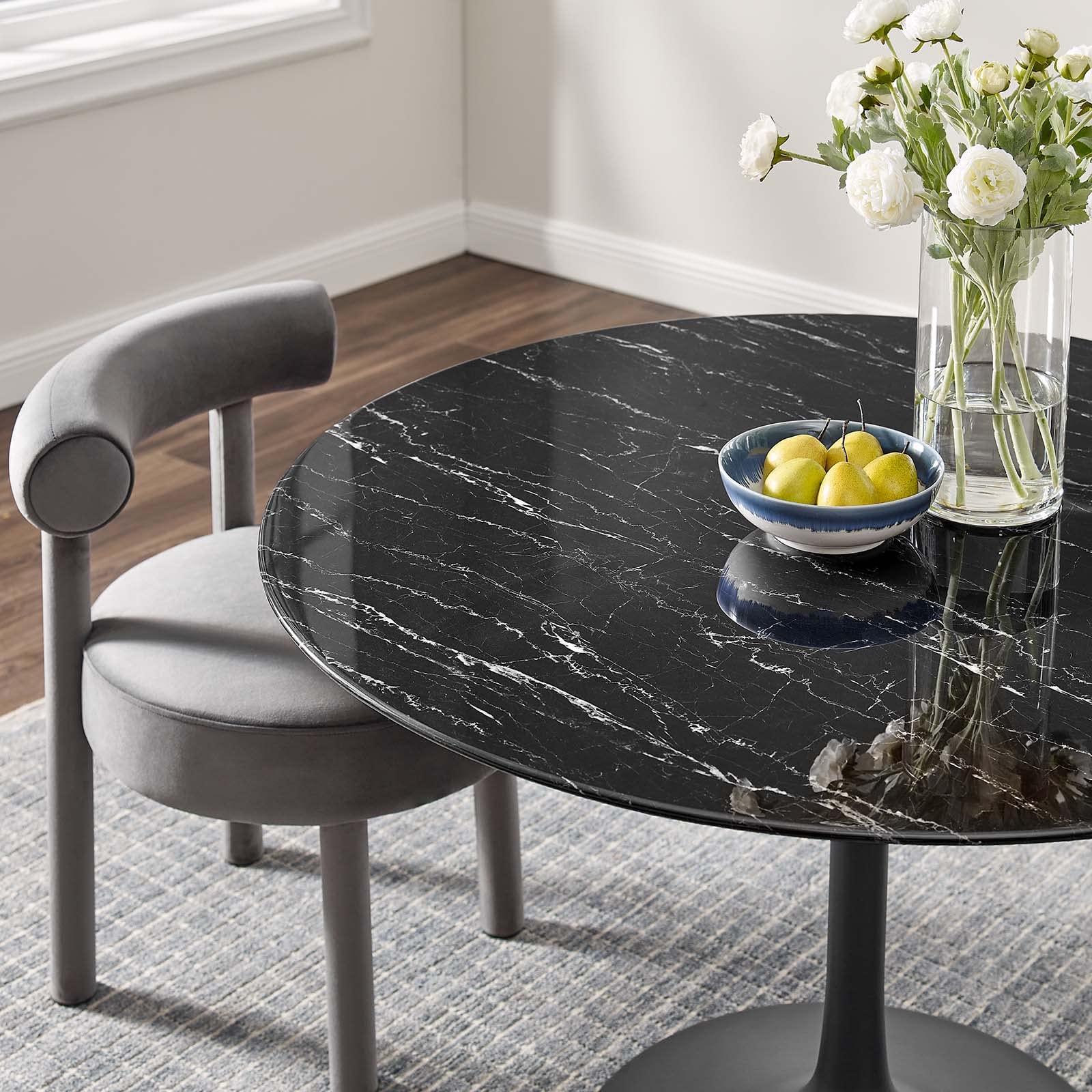 Modway Lippa 47 Inch Modern Black Dining Table - Stylish & Durable for Kitchen, Dining Room, or Small Space