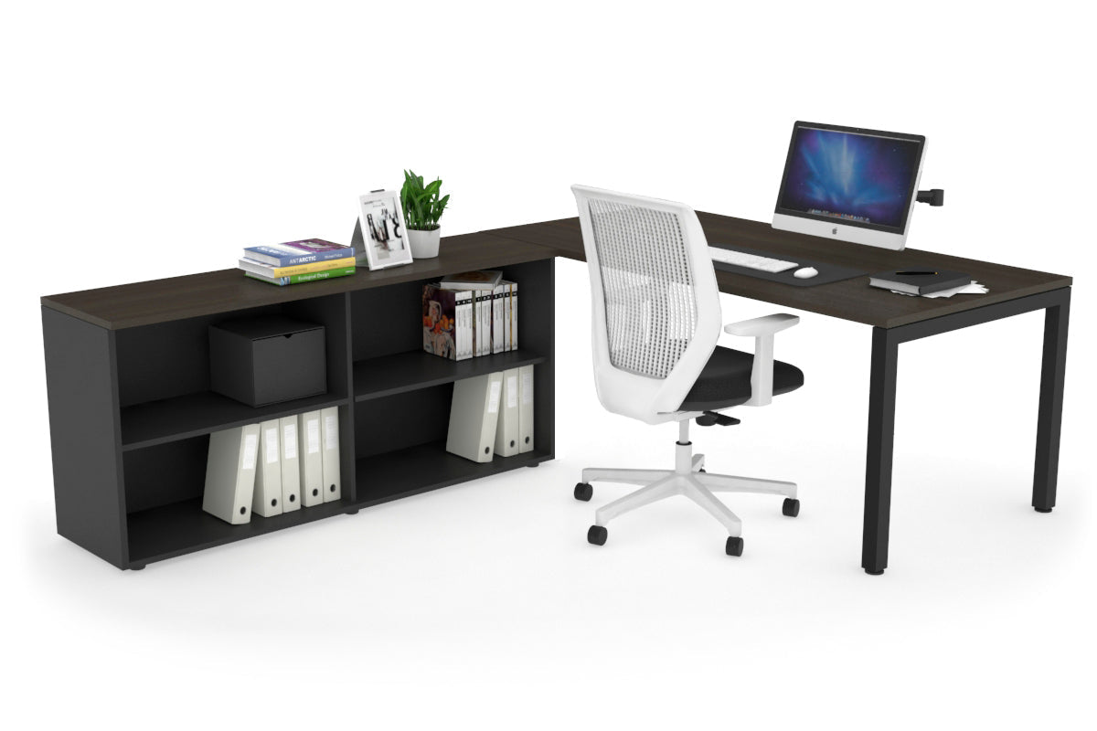 Quadro Square Executive Black Frame Office Desk [1800L x 700W] - Modern Workspace Solution for Home & Business Offices