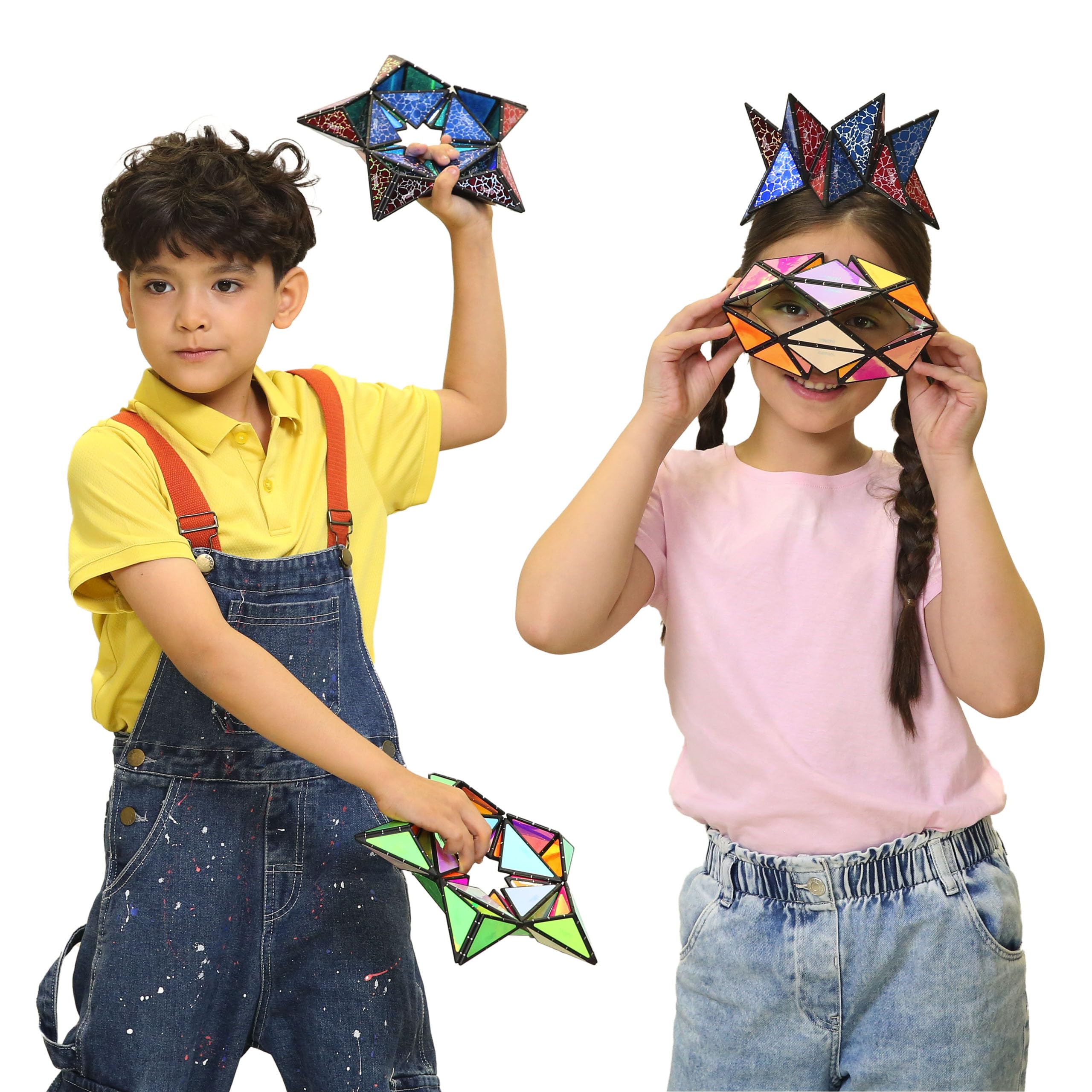 TOSY Magnetic Pyramid Glow Cube - 243 Rare Earth Magnets STEM Toy for Kids & Teens, Transforming Puzzle with Holographic Design (2-Pack) - Perfect for Easter Basket Stuffers, Creative Play & Educational STEM Learning