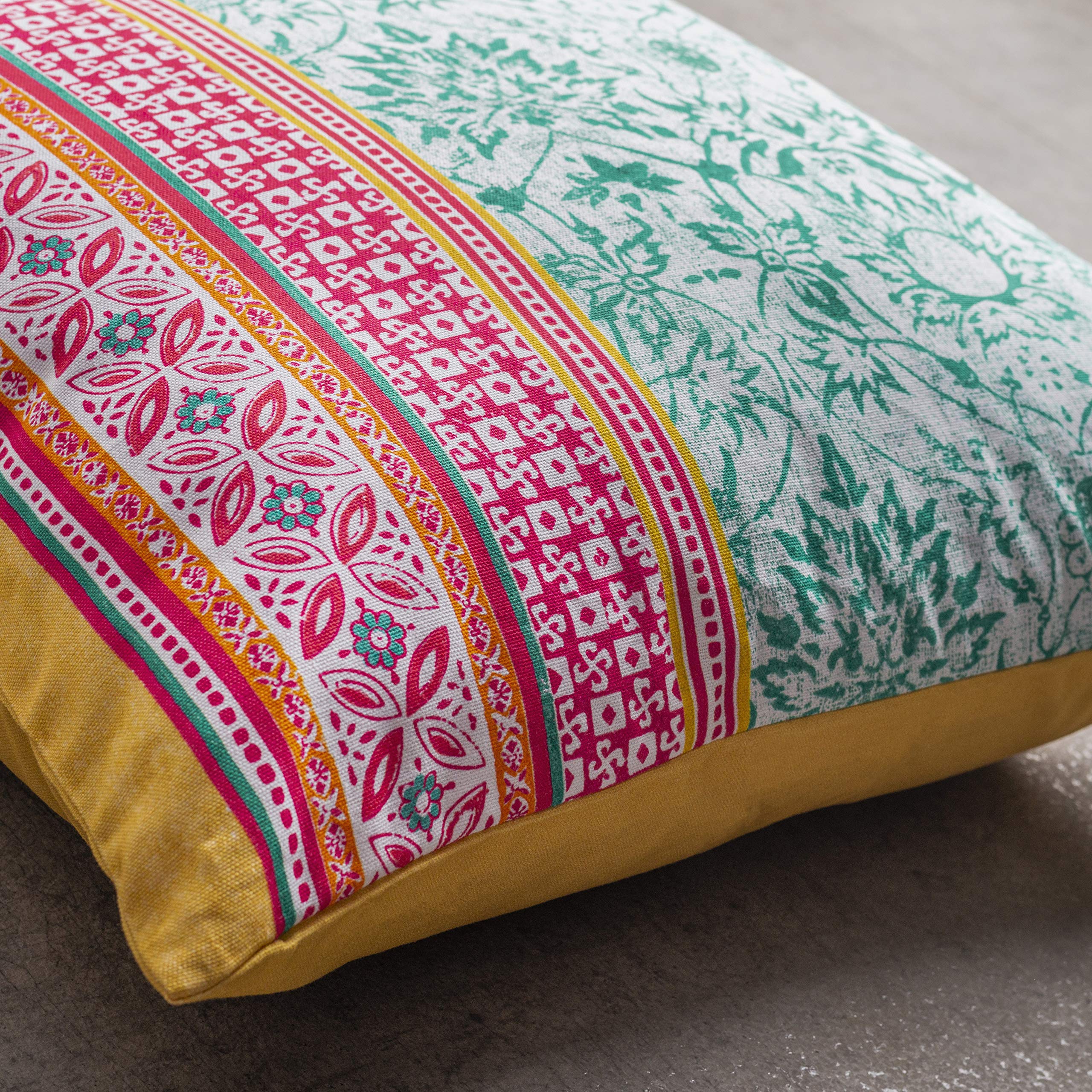 Maison d'Hermine 20x20 Inch Decorative Pillow Covers - 100% Cotton Square Throw Pillow Covers with Hidden Zipper for Sofa, Couch, Bed & Home Decor (Katmandou-Kashmir Design) - Perfect for Easter, Living Room, Bedroom & Seasonal Home Styling