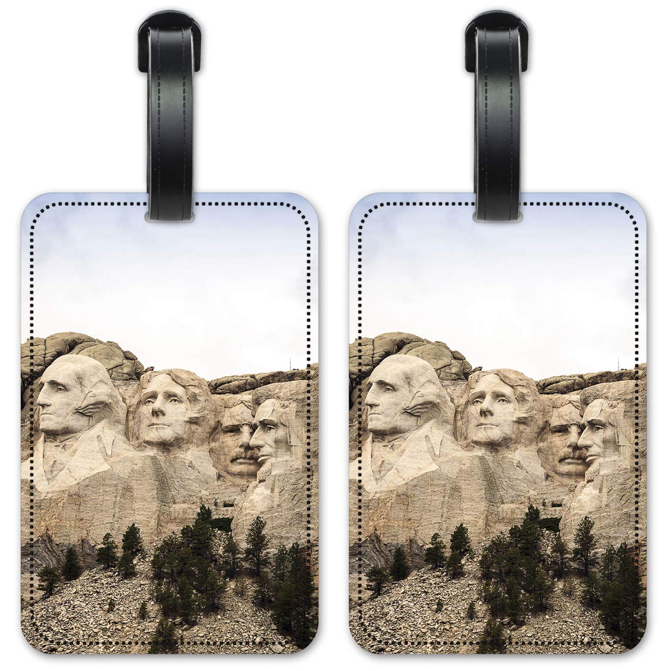 Mount Rushmore Luggage ID Tags - Set of 2 Durable Suitcase Identification Cards for Travel - Perfect for Airports, Cruises & Business Trips