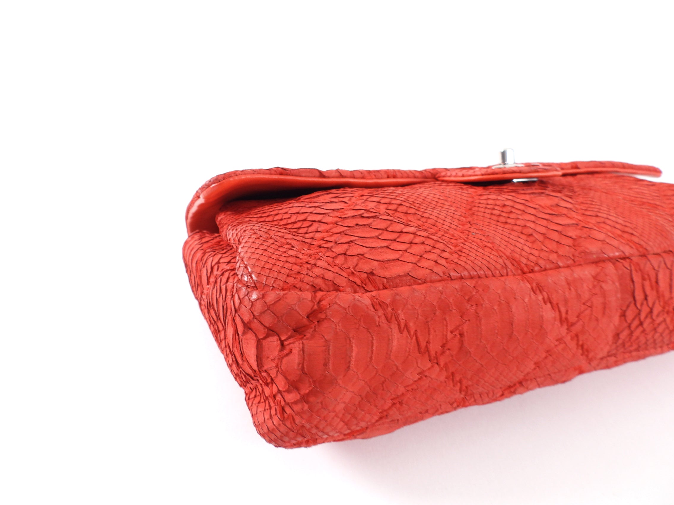 Chanel Red Python Leather East West Ultimate Stitch Flap Bag - Luxury Designer Handbag for Women, Perfect for Evening Parties & Special Occasions