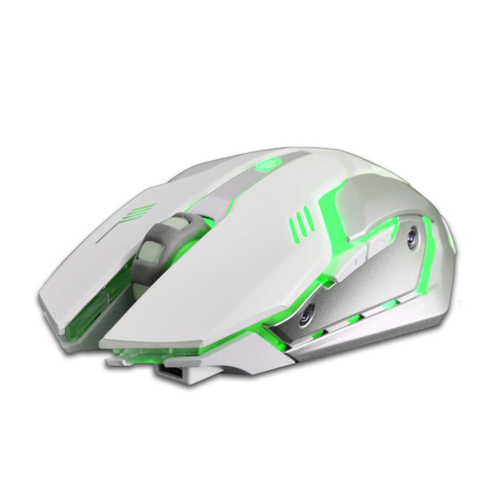 X7 Wireless Silent Mouse - 7 Color RGB Backlit, 6 Buttons, USB Rechargeable Gaming Mouse with Receiver for PC/Laptop - Ergonomic Design for Home Office & Gaming (White) - Perfect for Work, Gaming & Late-Night Computing