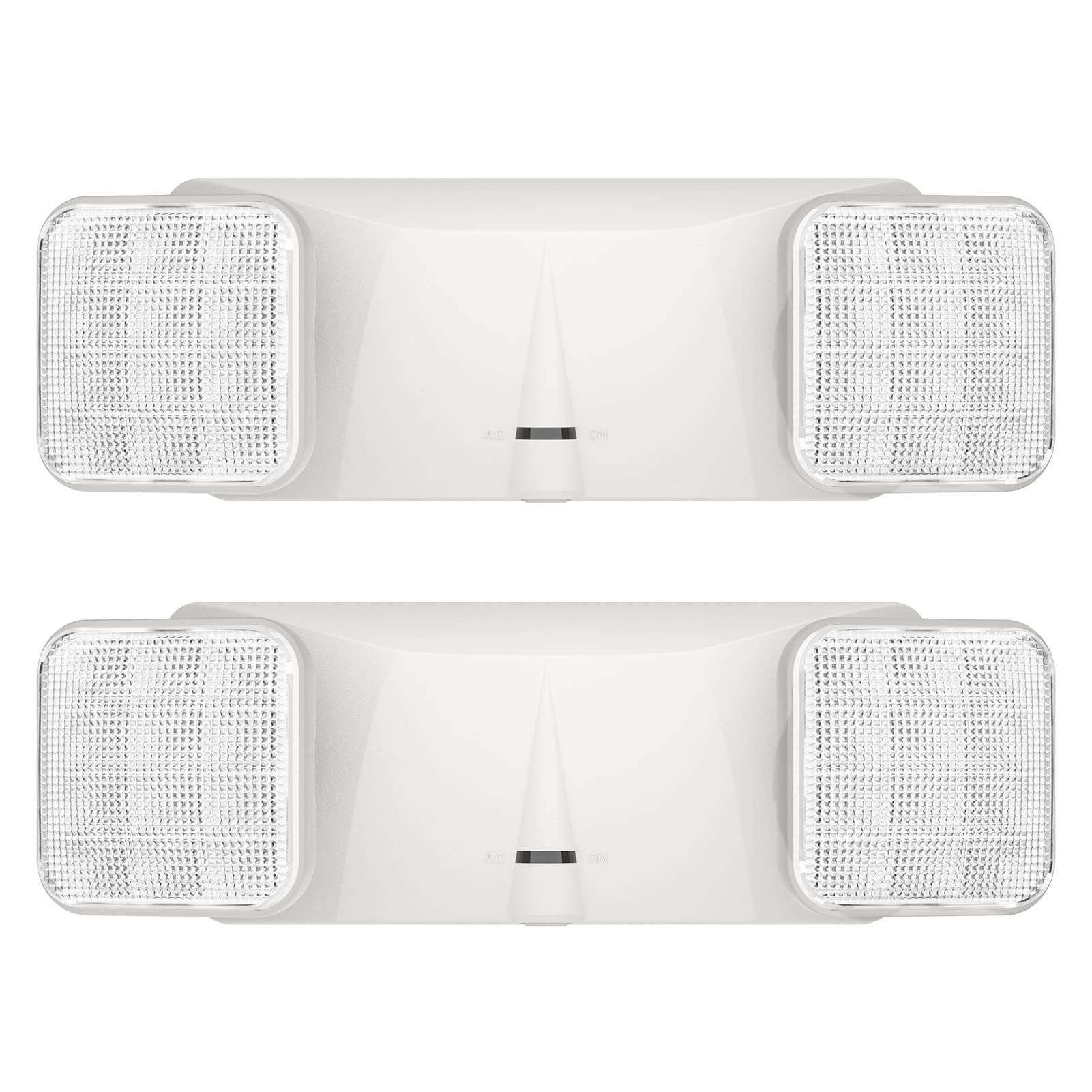 SPECTSUN 2 Pack LED Emergency Light - Adjustable Square Head Battery Backup, White Emergency Exit Sign for Home, Office, Warehouse & Stairway Safety Lighting