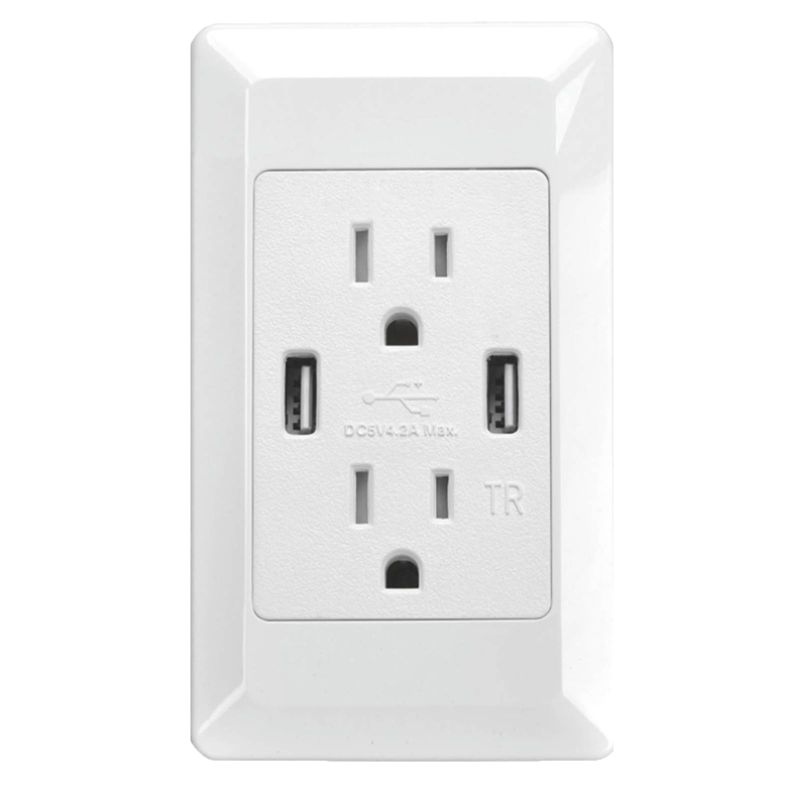 GREENCYCLE 20-Pack USB Outlet Receptacle - 4.2A High-Speed Dual USB Charger & 15A Tamper-Resistant Electrical Wall Socket - Screwless Wall Plate - Perfect for Home, Office & Hotel Charging Stations
