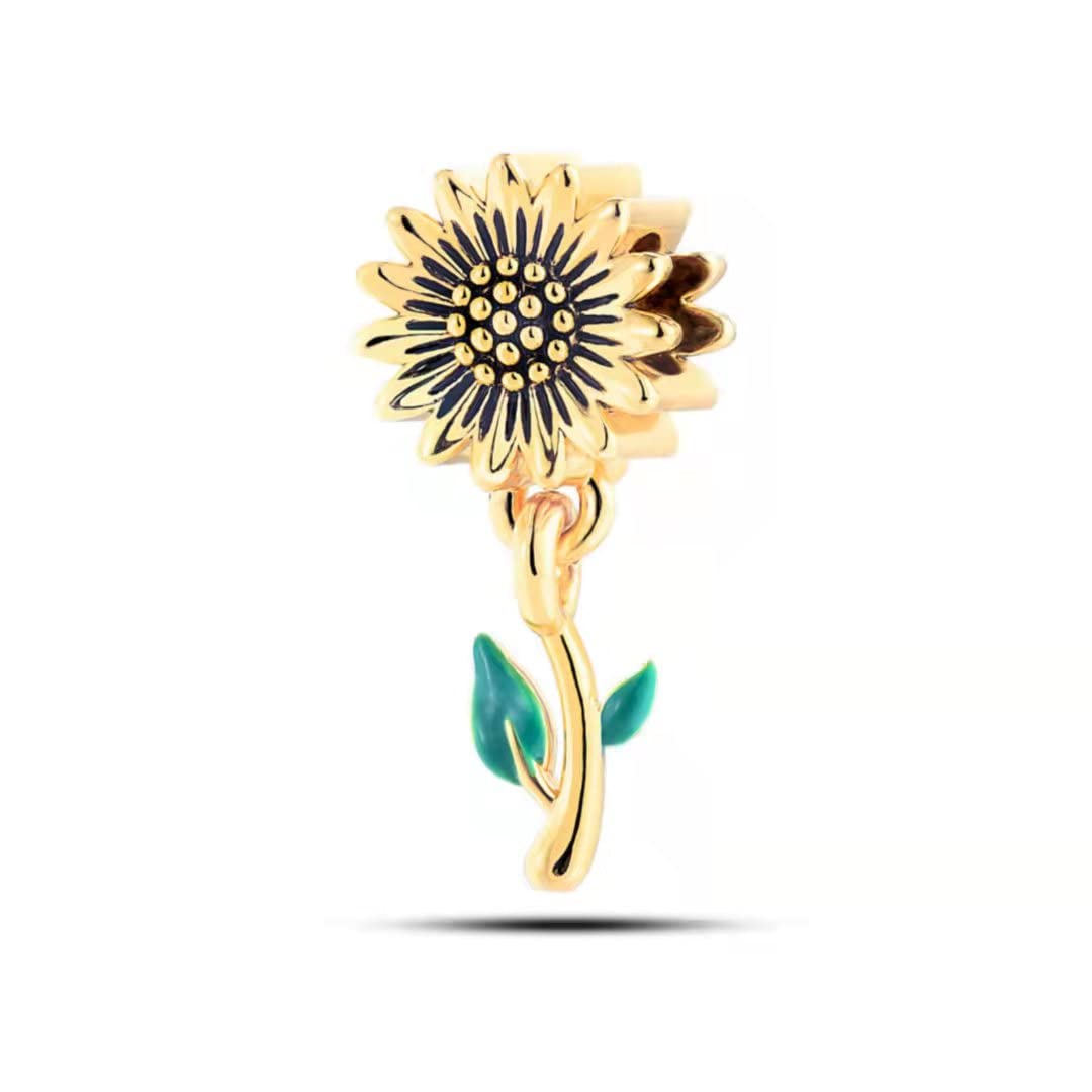 Mini Gold Sunflower Charm for Pandora Bracelets - You Are My Sunshine Jewelry Gift for Women, Daughter, Girls - Perfect for Birthdays, Anniversaries & Mother's Day Gifts