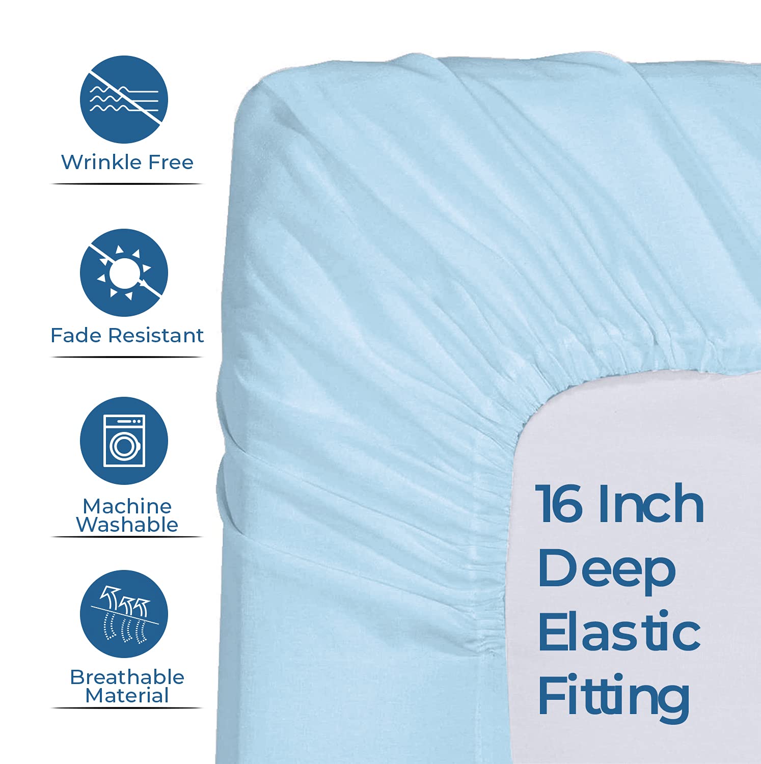 **DAN RIVER Queen Jersey Sheet Set - 100% Cotton Luxury Bed Sheets | Ultra Soft & Comfortable T-Shirt Material | All Season Deep Pocket Bedding (4Pc, Queen, Light Blue) | Perfect for Home, Hotel & Guest Room**