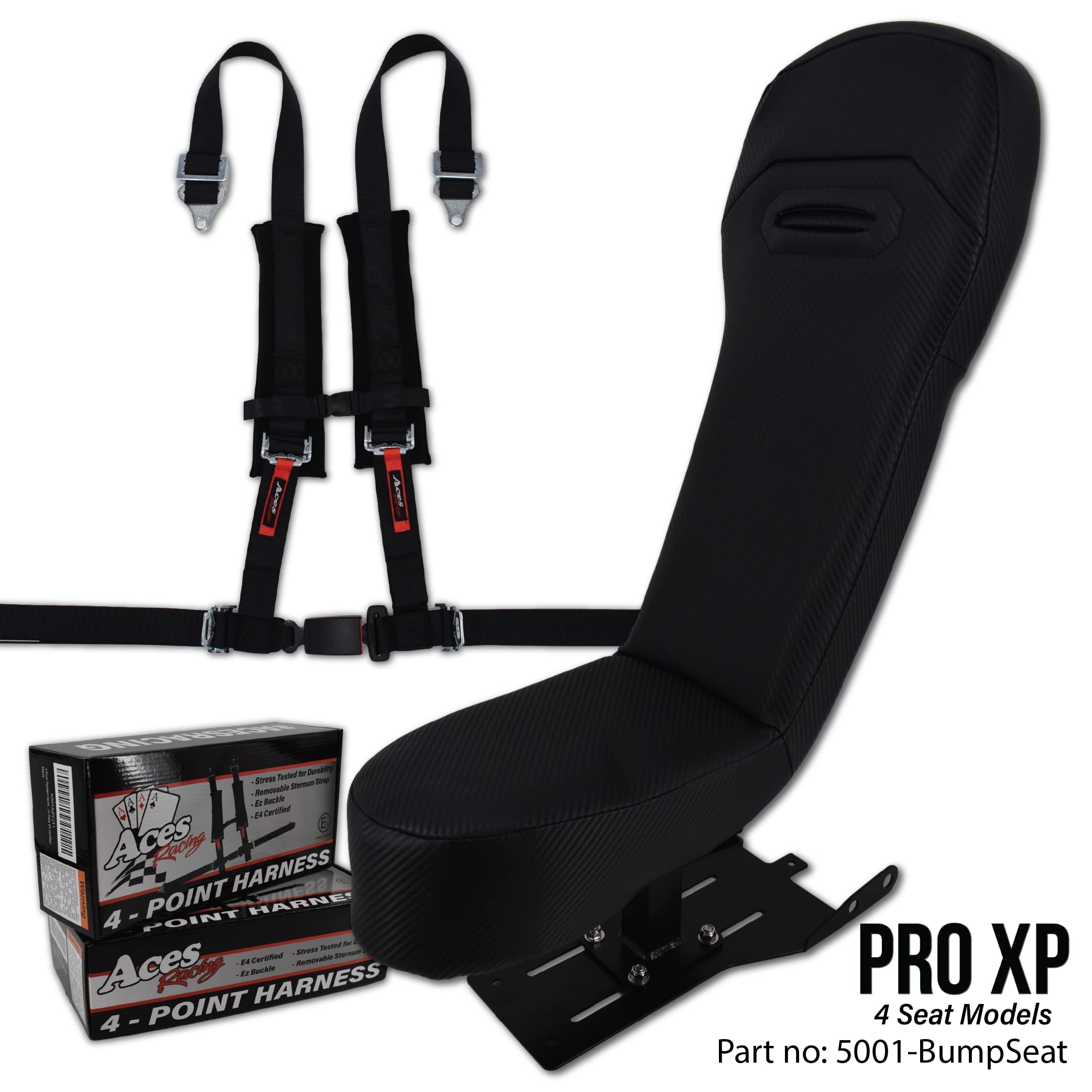 Aces Racing Polaris Pro XP Bump Seat for 2020+ XP4 Models - Rear Seat for 4-Seat UTVs (Black) - Perfect for Off-Road Adventures, Hunting & Trail Riding (5001)