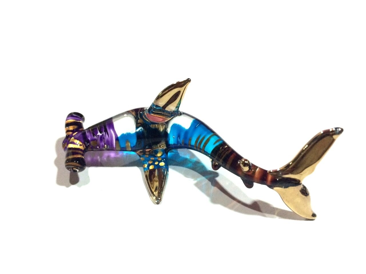 Handmade Hammerhead Shark Glass Figurine - Marine Decor for Home & Office