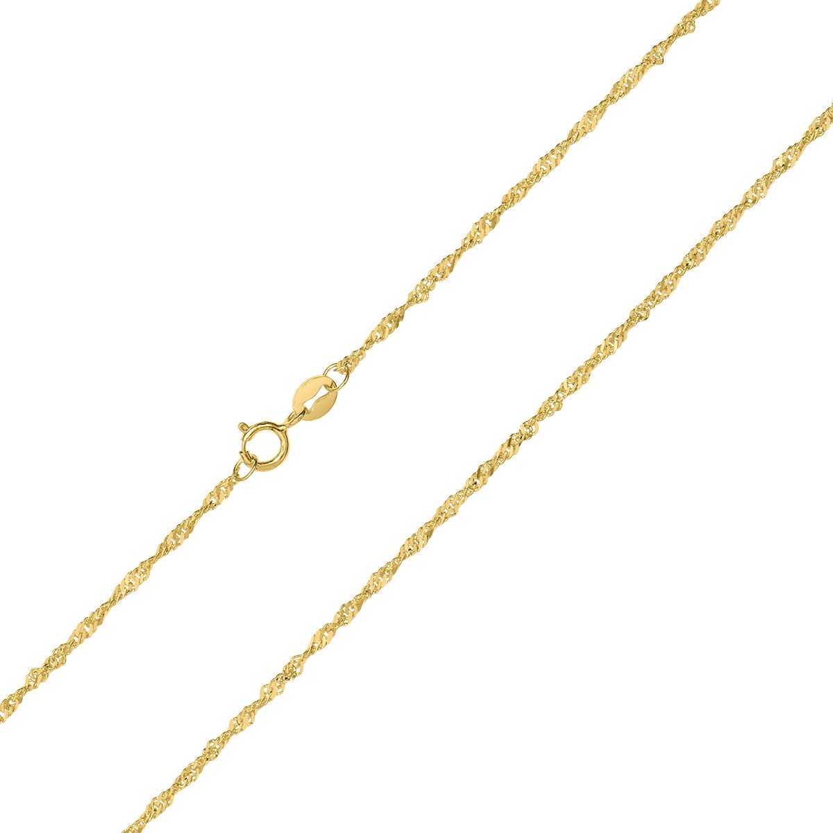 10K Yellow Gold 1.5mm Singapore Chain Necklace with Spring Ring Clasp - Elegant Jewelry for Women, Men, Perfect for Everyday Wear, Gifts & Special Occasions