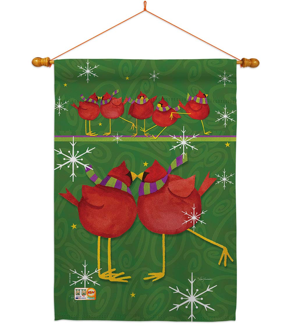 Callin All Cardinals Winter House Flag Set 28x40 - Outdoor Holiday Decor