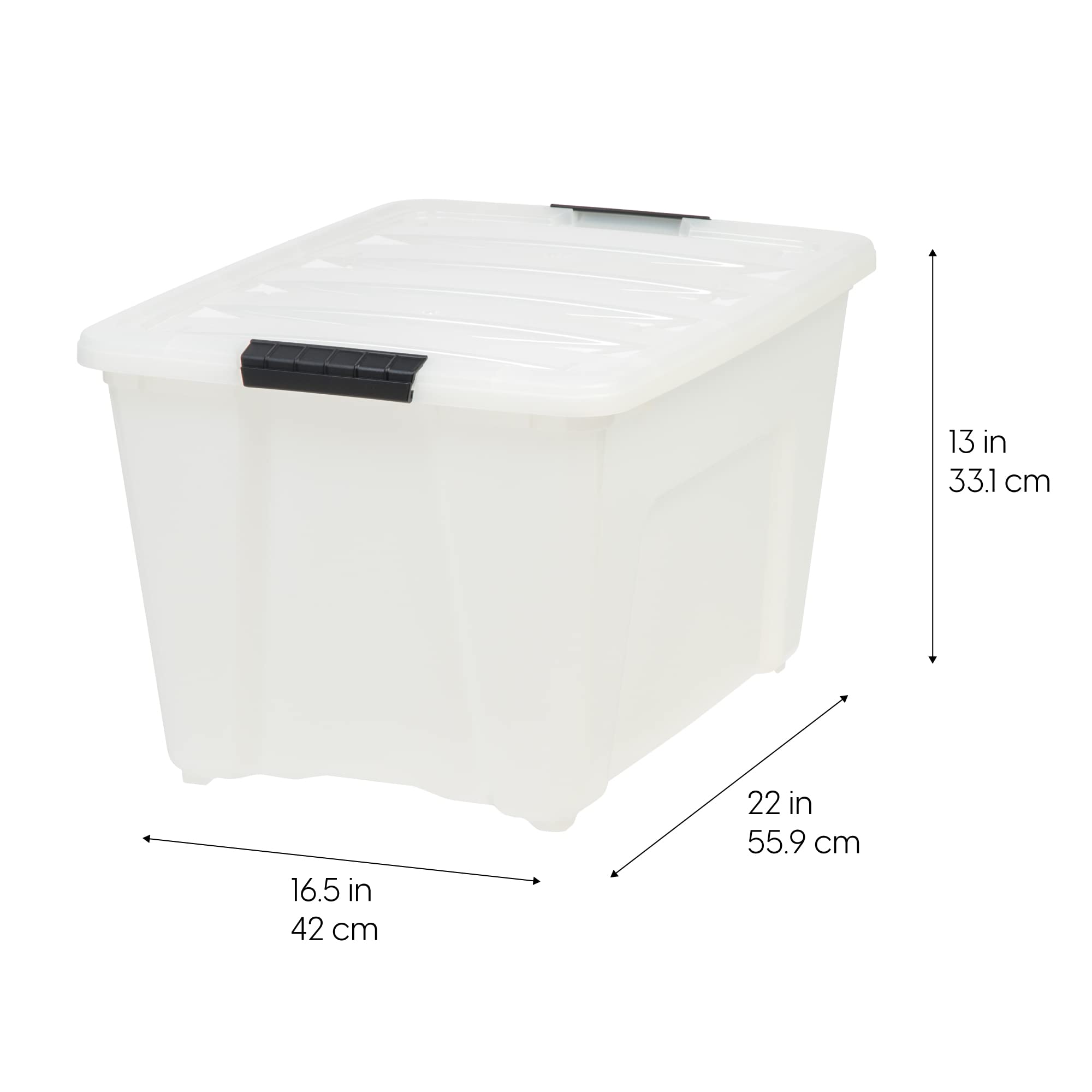 IRIS USA 54 Qt Stackable Plastic Storage Bins with Lids, 6 Pack - BPA-Free, Made in USA - Durable Nestable Containers with Secure Pull Handles & Latches - Perfect for Home Organization, Closet Storage, Garage Shelving & Toy Containers