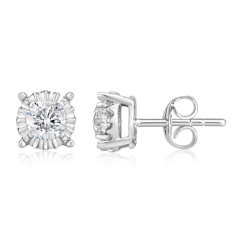 9ct White Gold 1 Carat Diamond Solitaire Stud Earrings with Disc Setting - Perfect for Weddings, Anniversaries & Special Occasions