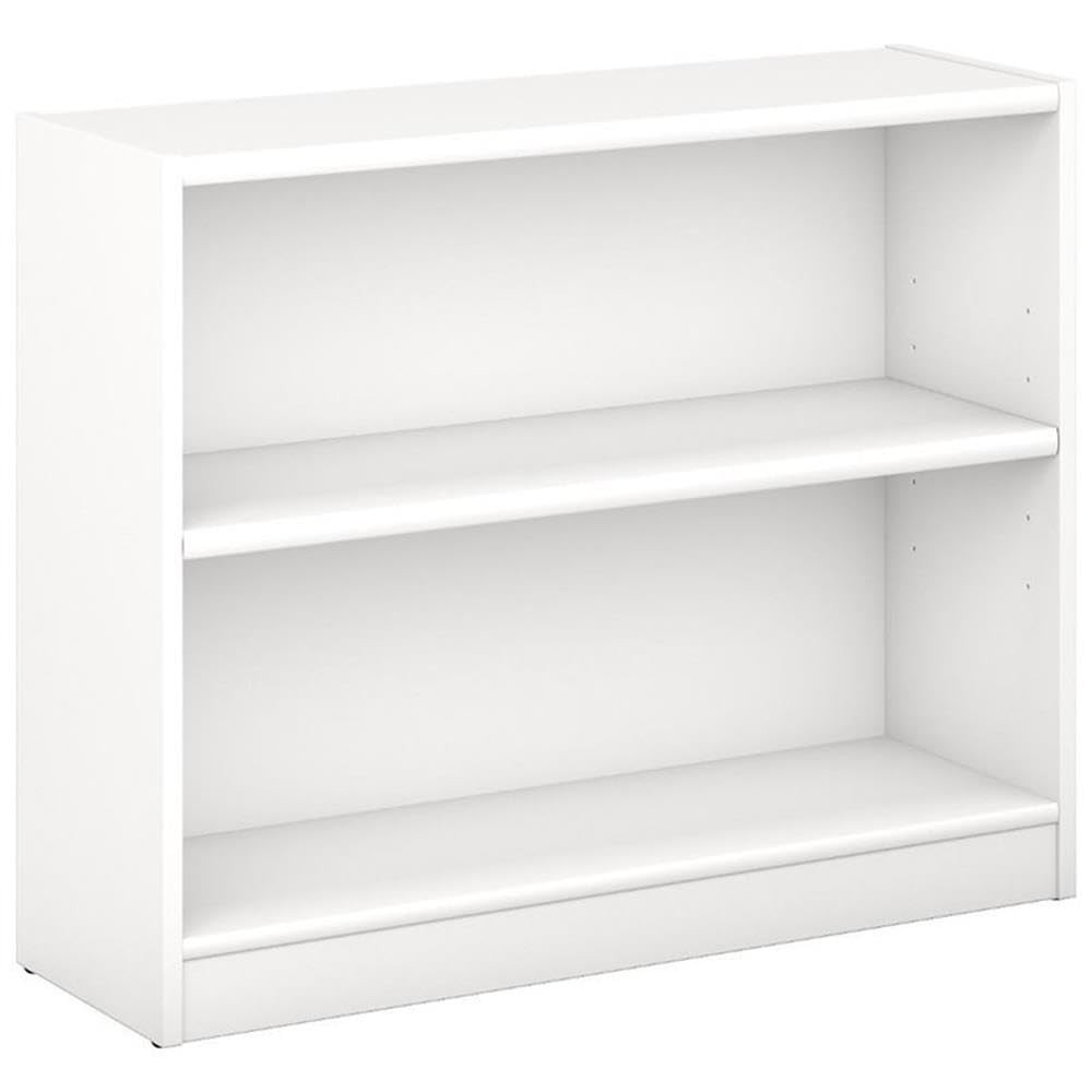 Home Square 2-Shelf Engineered Wood Bookcase Set in Pure White (Set of 2) - Sturdy Bookshelf for Living Room, Bedroom & Office Storage