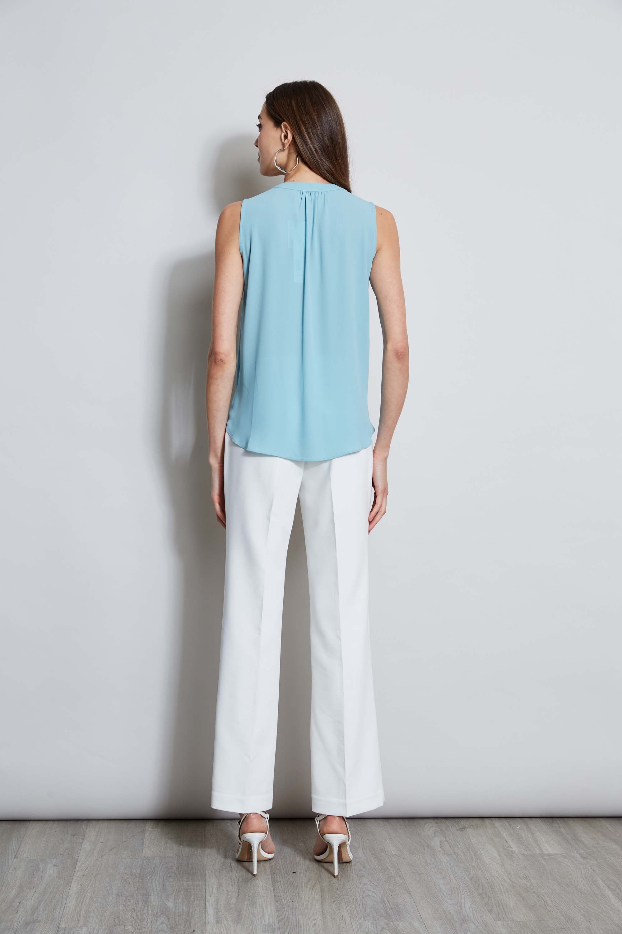 Tahari Women's Sleeveless Split Neck Blouse - Elegant V-Neck Summer Tops for Work, Party & Casual Wear