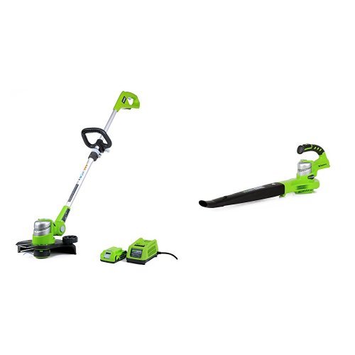 GreenWorks G-24 40V Cordless String Trimmer & Lawn Sweeper - Lightweight Battery Powered Weed Eater & Yard Cleanup Tool for Home Lawn Care & Landscaping