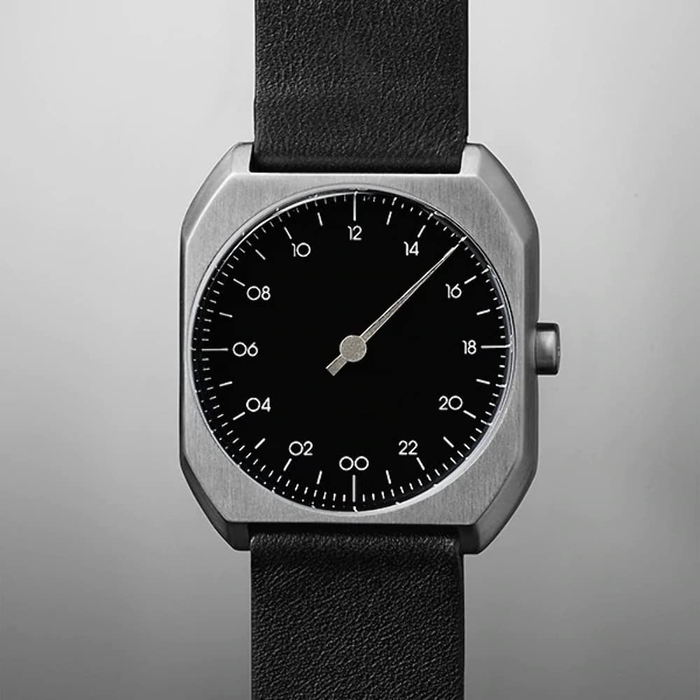 Mo 06 - Black Leather Silver Case Unisex Quartz Watch with Analog Display | Water Resistant | Perfect for Business, Casual & Everyday Wear