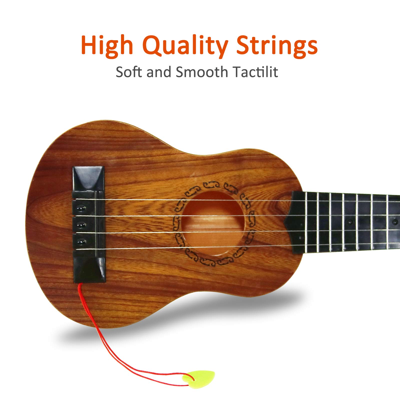 **17 Inch Kids Ukulele Guitar Toy with 4 Steel Strings & Pick - Wooden Musical Instrument for Preschool Children Ages 3-6 | Early Learning Educational Gift for Toddlers | Perfect for Birthday, Christmas & Music Playtime**